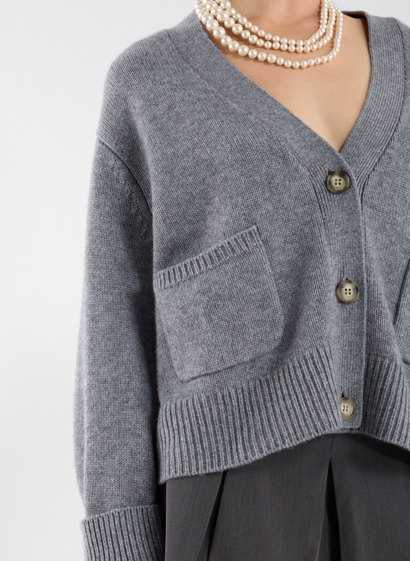 V-neck wool and cashmere Beja cardigan ALMADA Grey