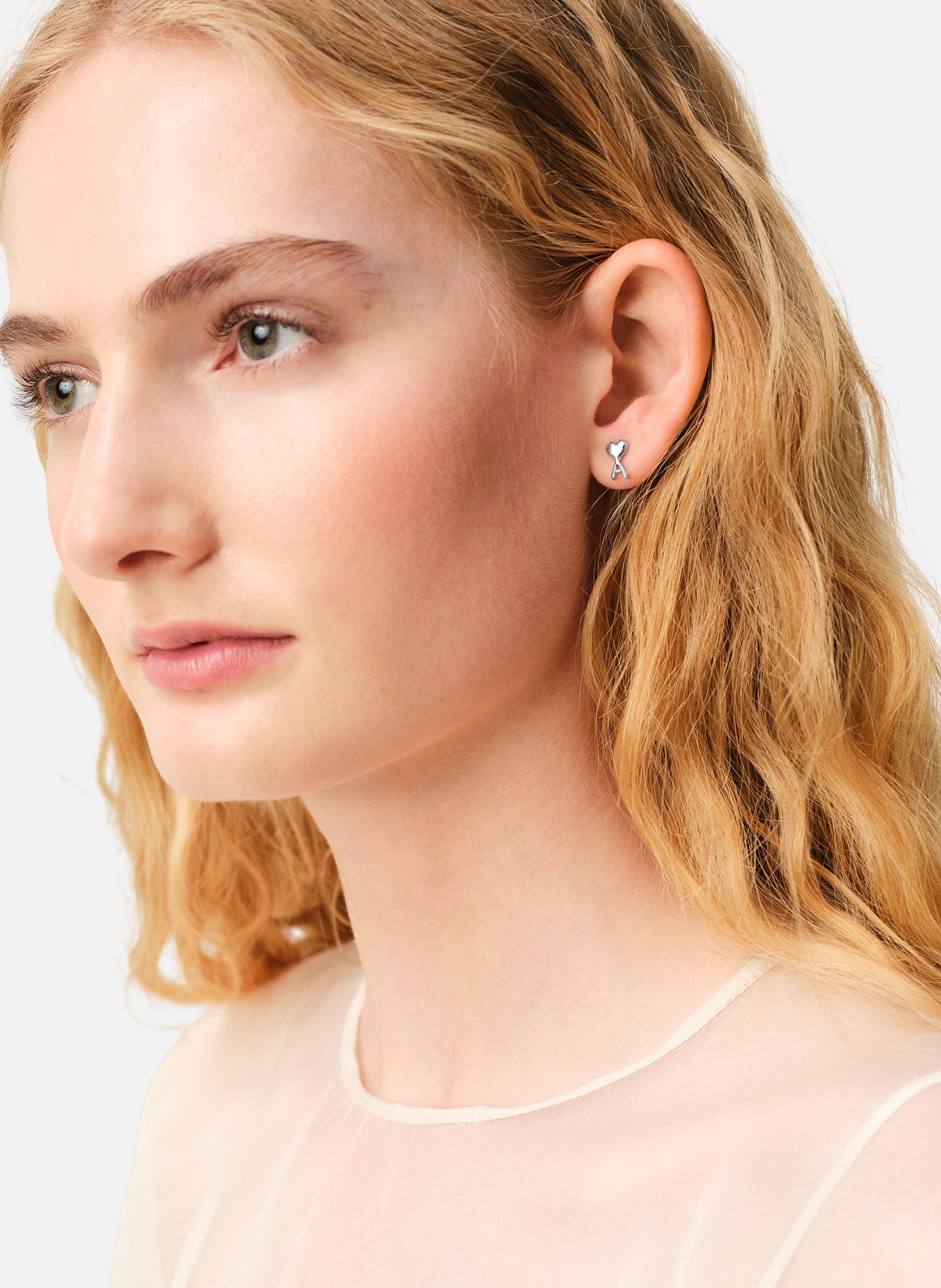 Boucles d'oreilles dorées argentées ami de coeur unisexes en laiton AMI PARIS Gris