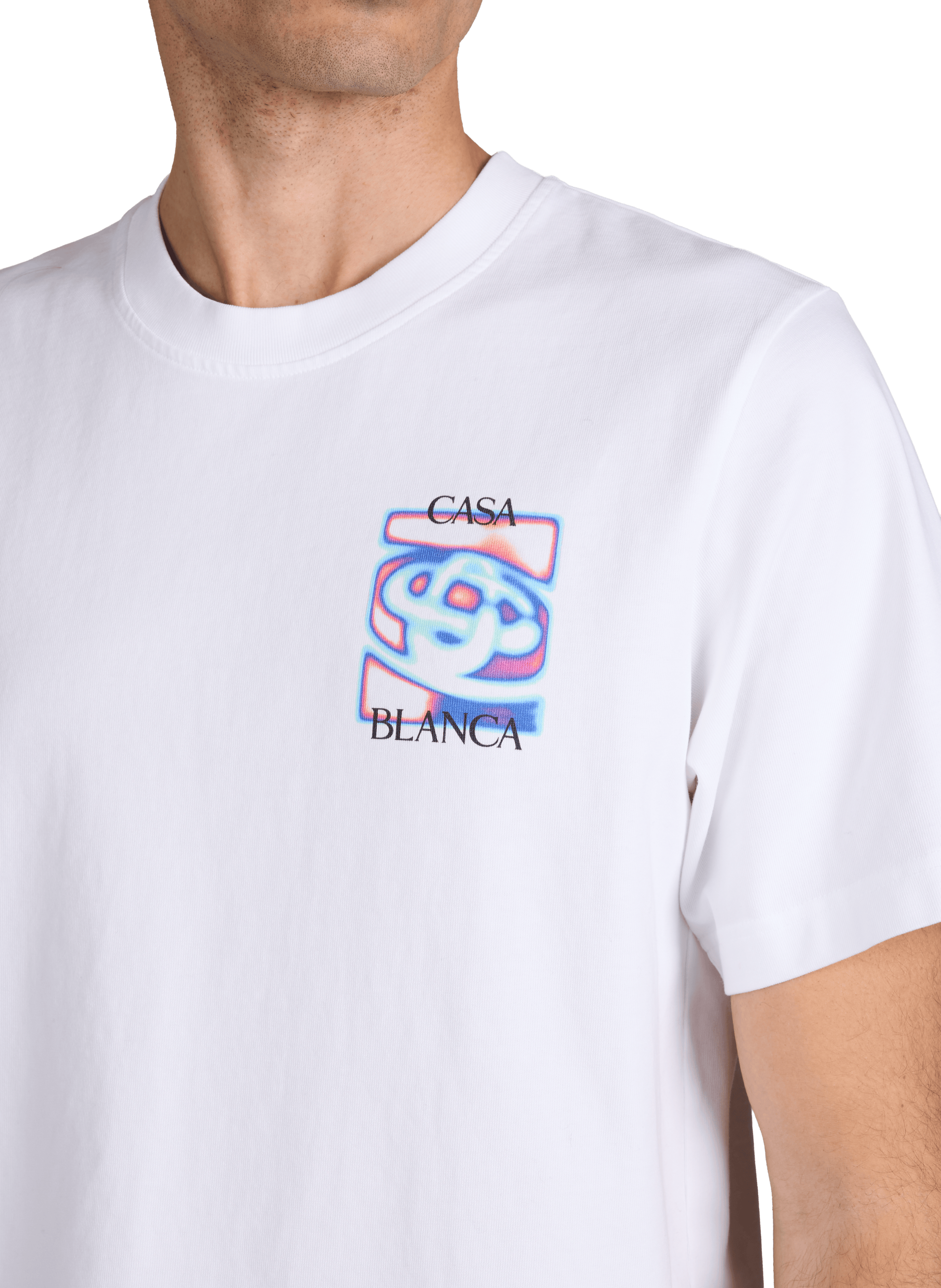 T-shirt imprimé à col rond en coton CASABLANCA PARIS Blanc