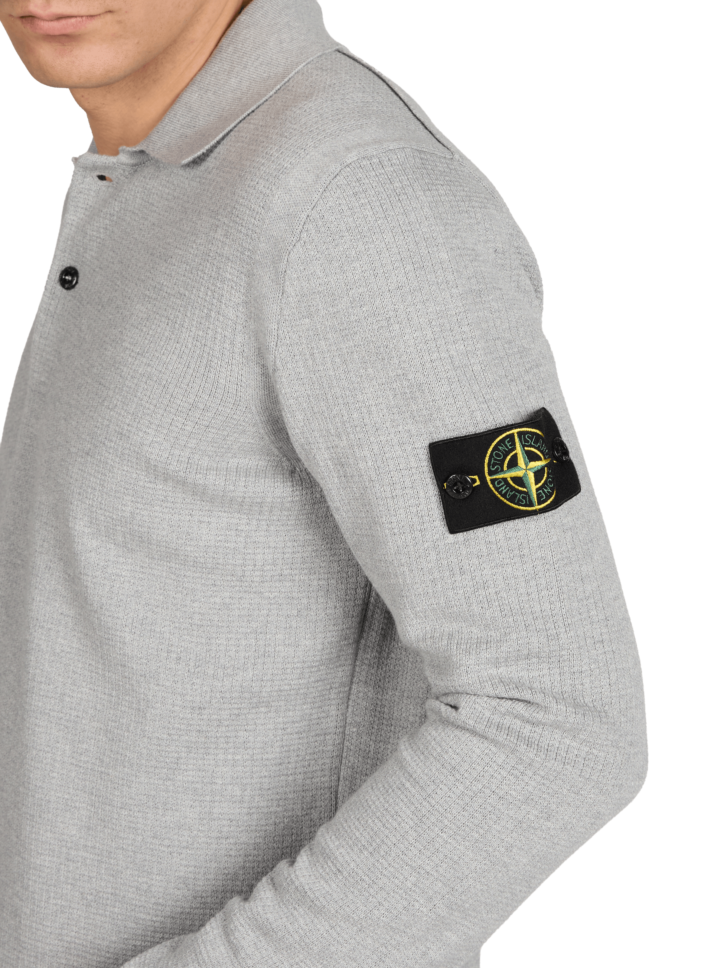 Long-sleeved cotton polo shirt STONE ISLAND Grey