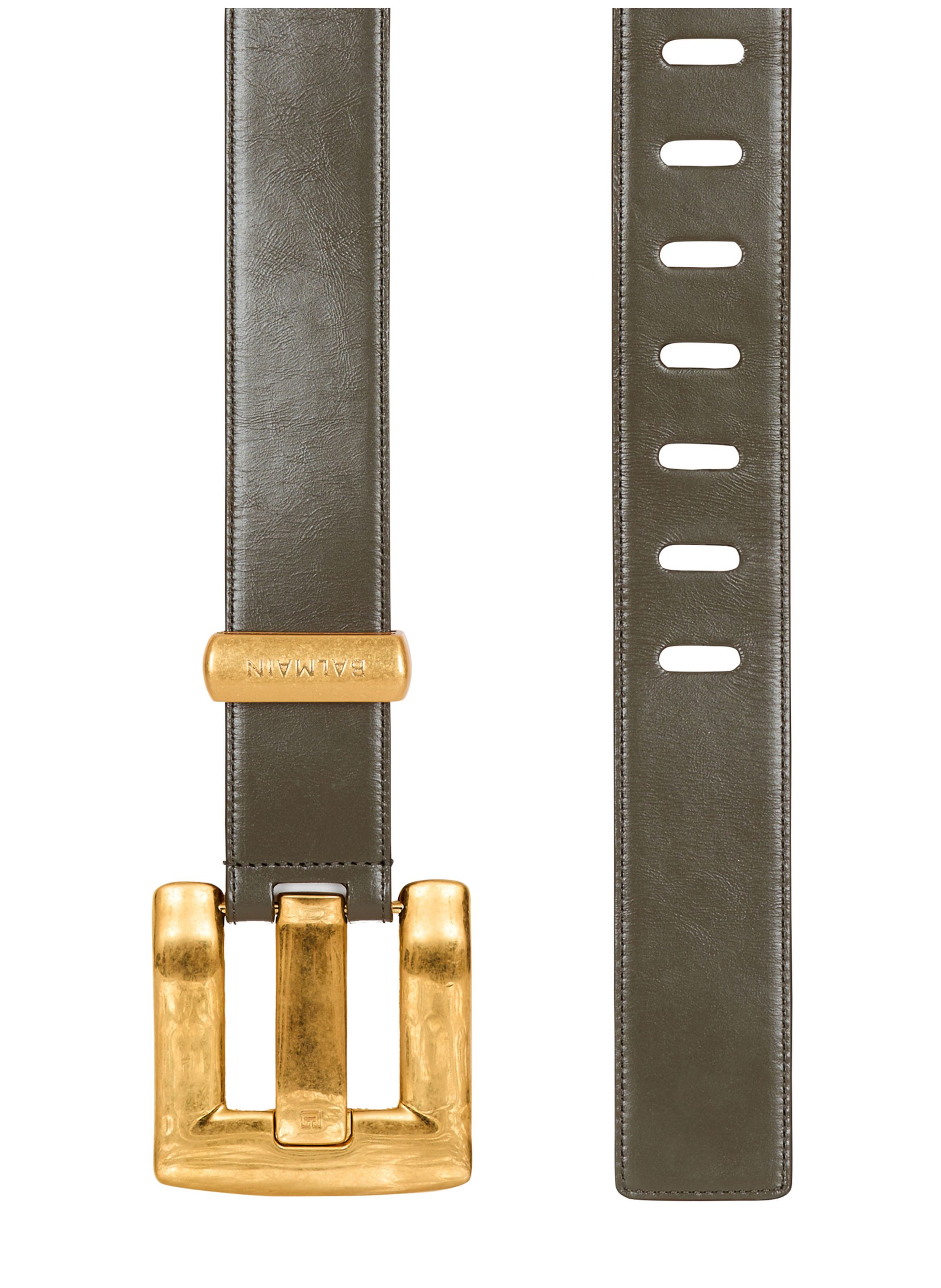 Ceinture anthem en cuir de veau BALMAIN Vert
