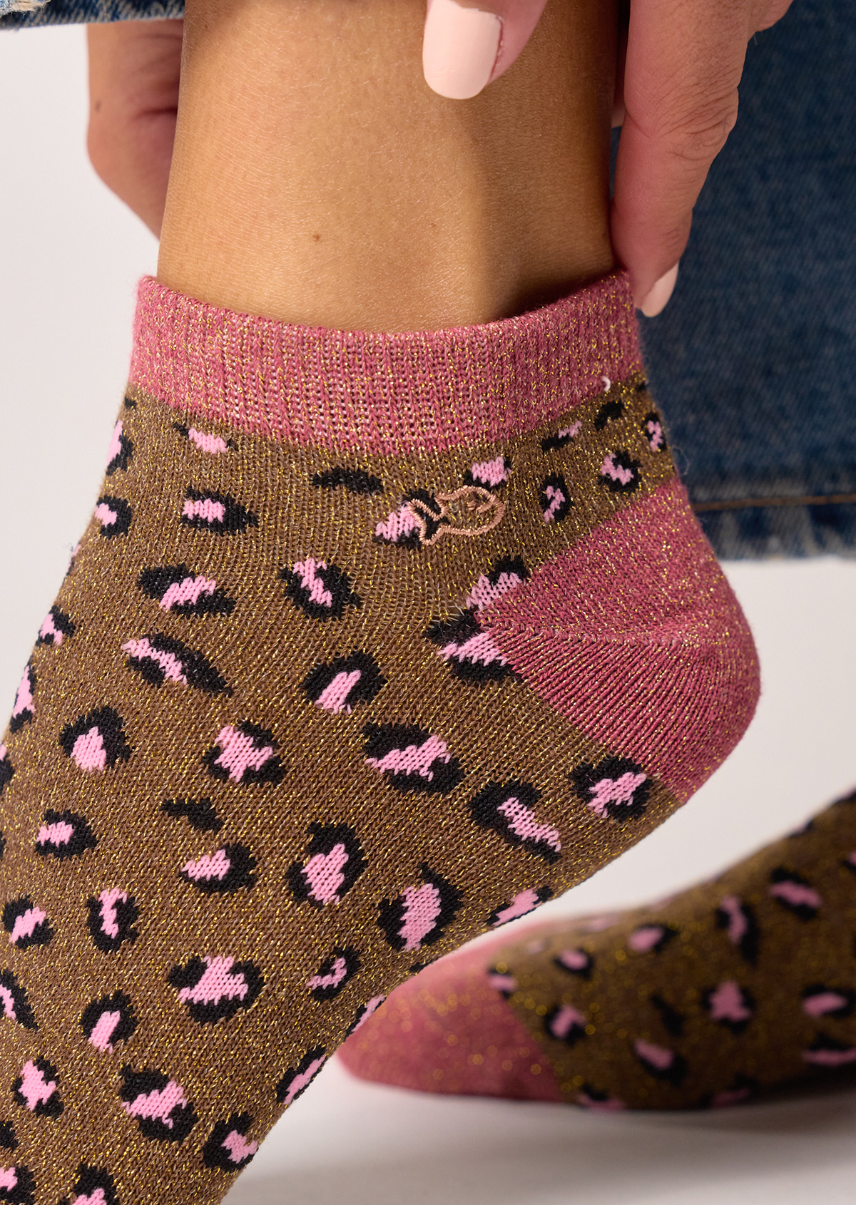 Socquettes en coton peigné leopard BILLYBELT Marron