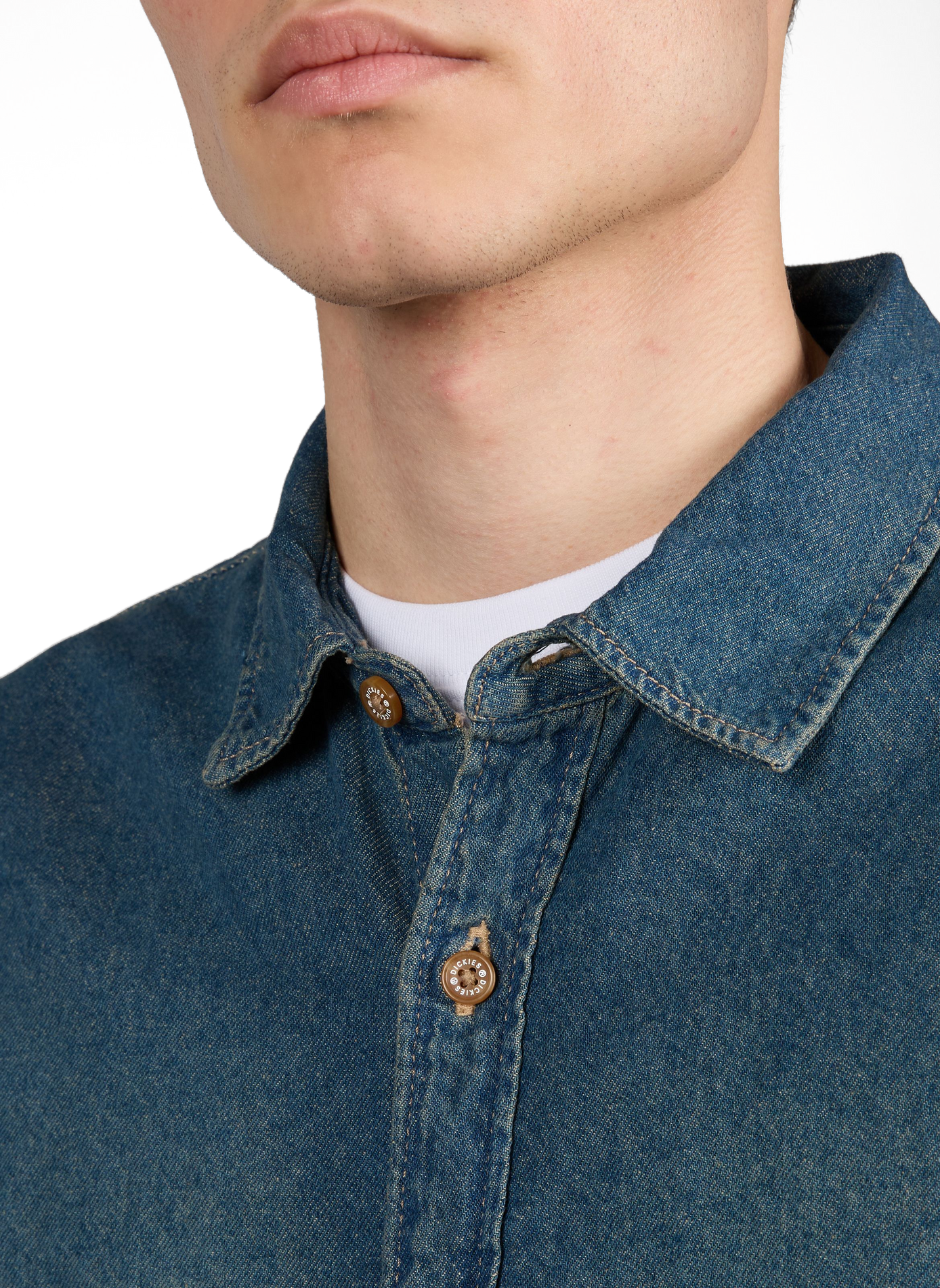 Chemise jean en coton DICKIES Bleu