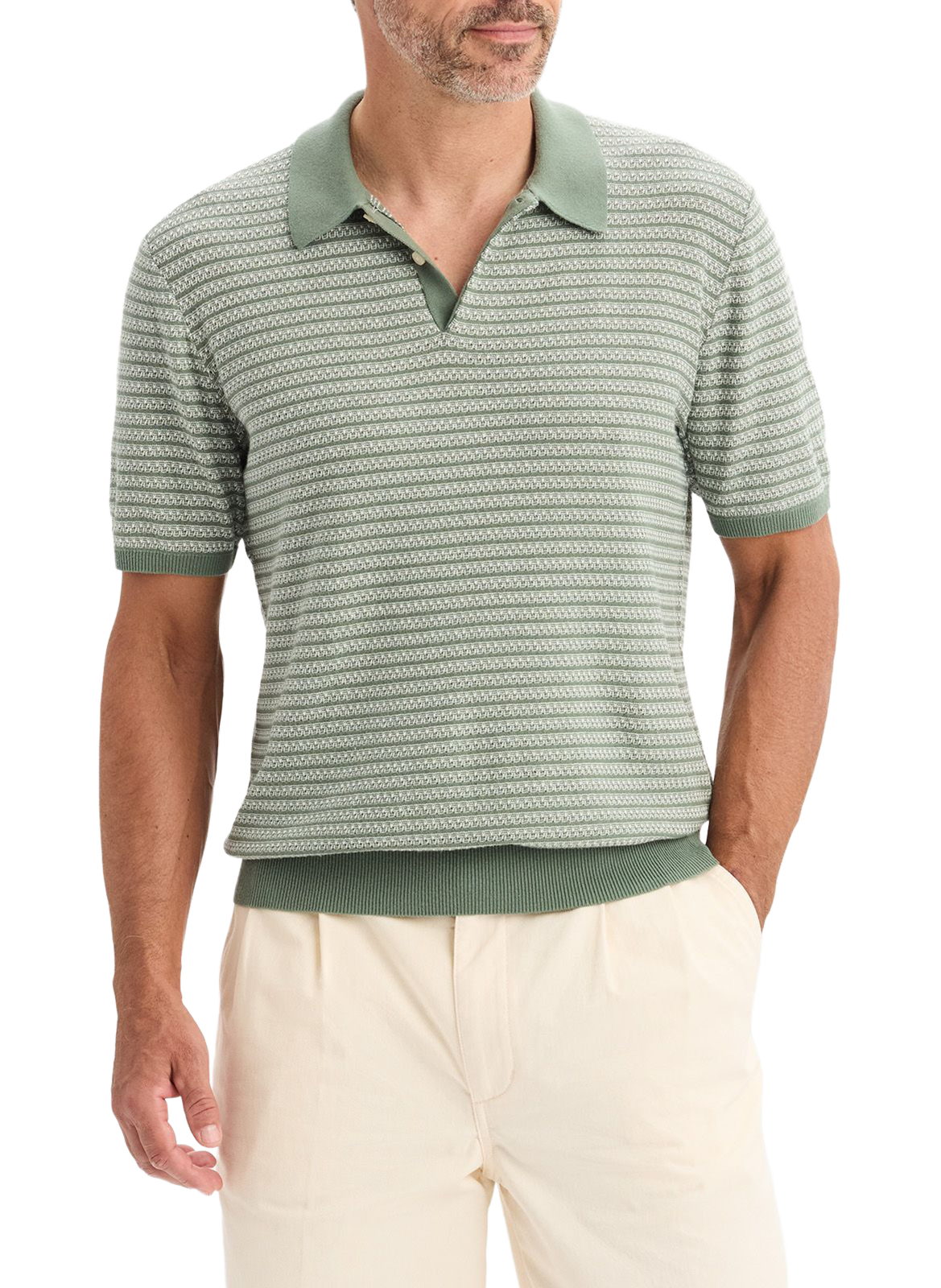 Striped polo in blended cotton DOCKERS Green