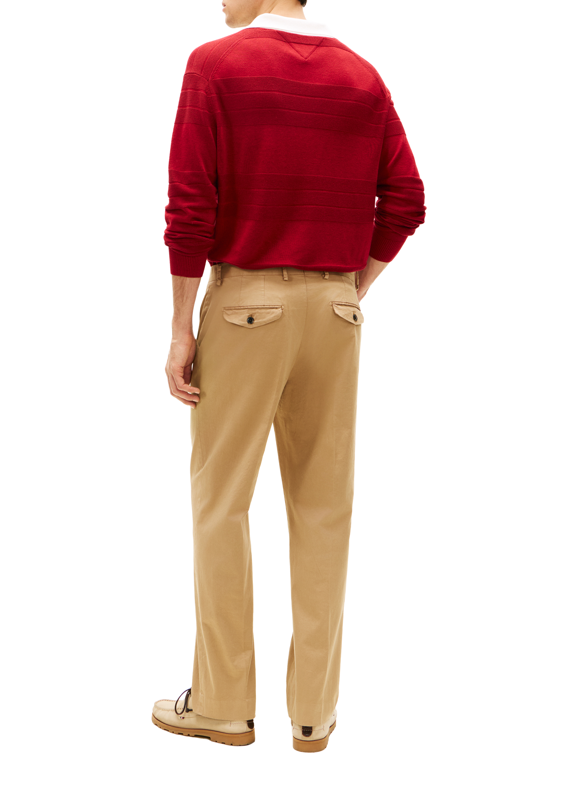 Pantalon droit New York Label en coton mélangé TOMMY HILFIGER Beige