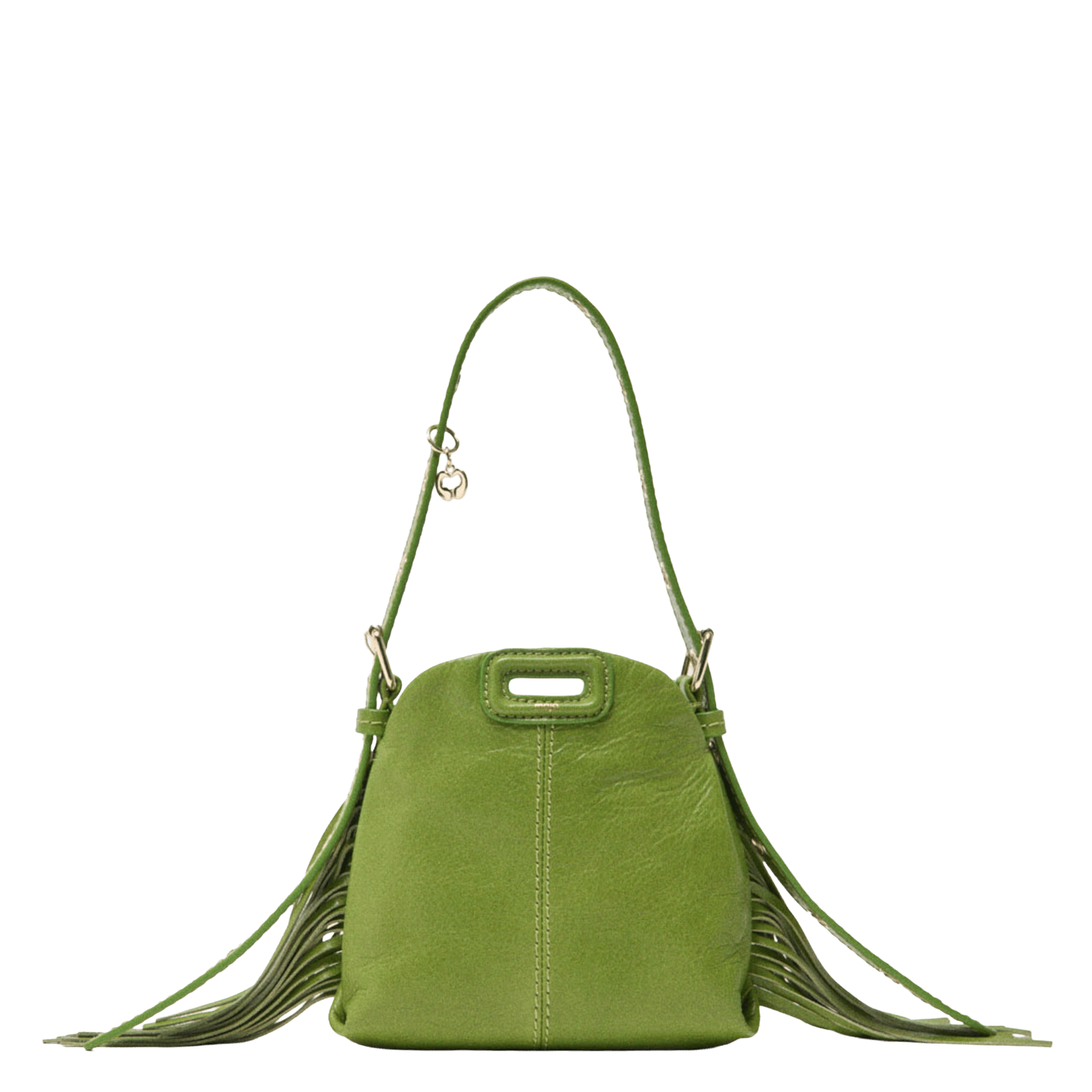 Sac bandoulière à franges en cuir miss m MAJE Vert