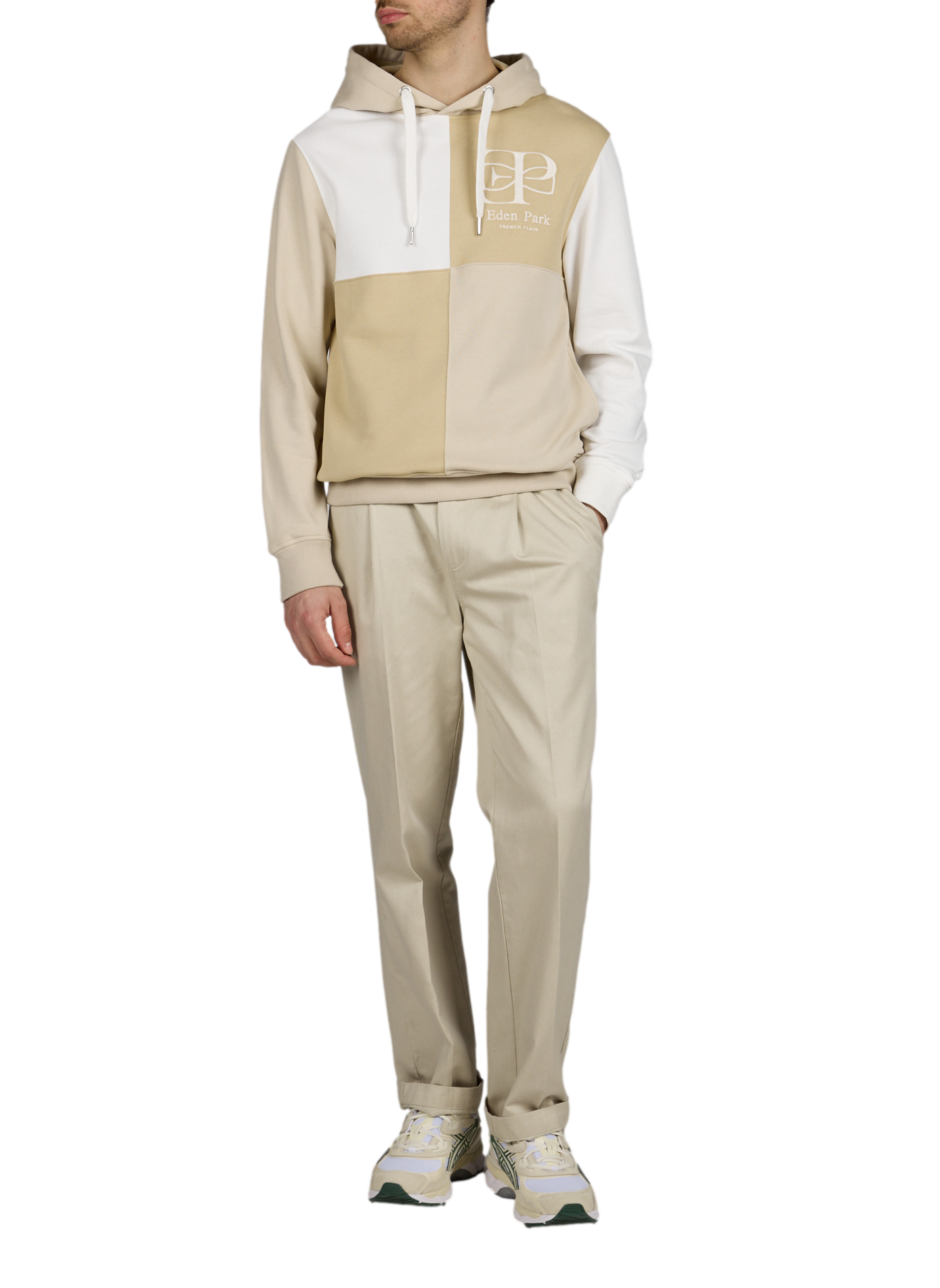 Sweat à capuche colorblock en coton EDEN PARK Bleu