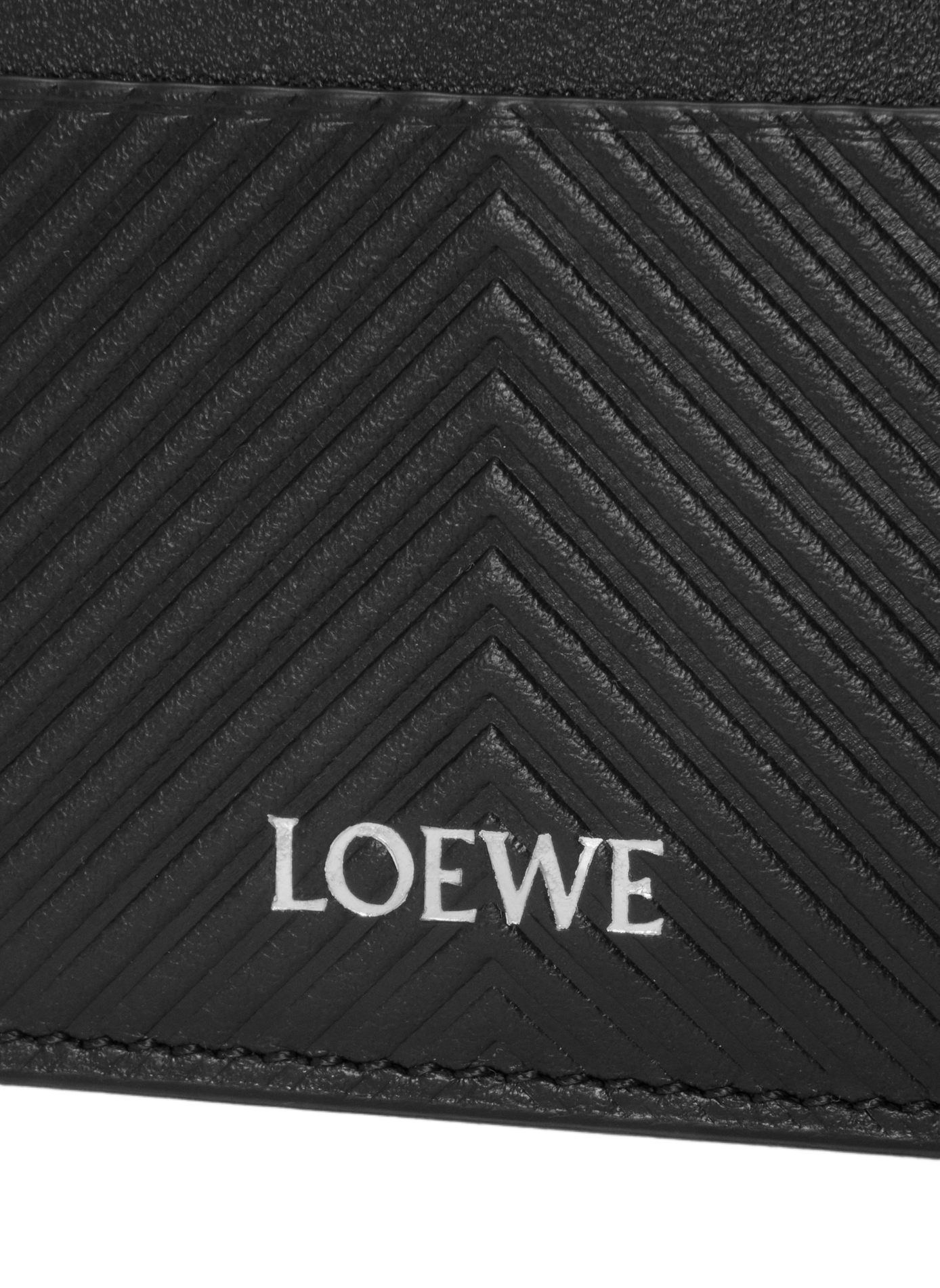 Porte-cartes simple en cuir de veau classique texturé LOEWE Black