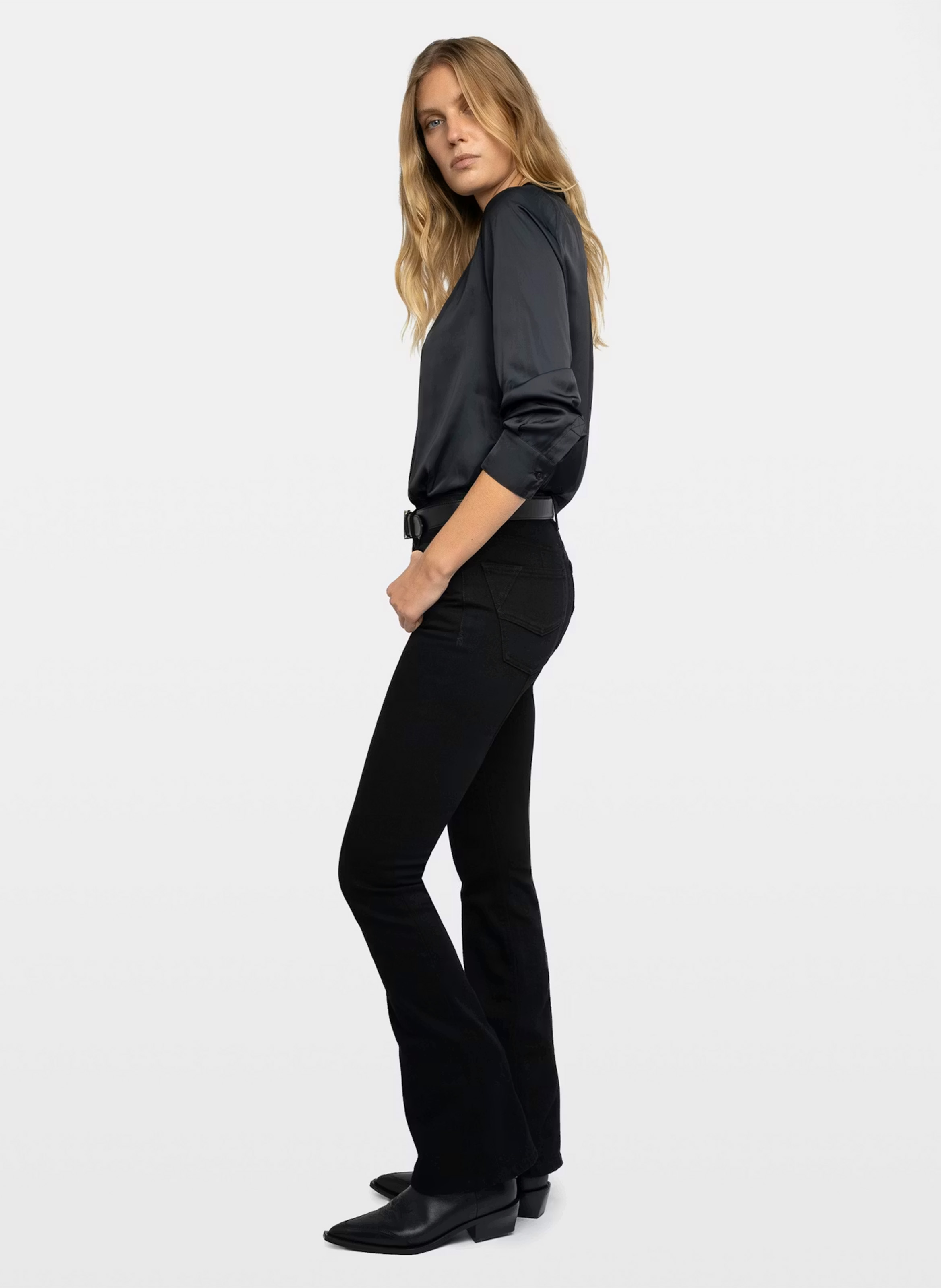 Blouse droite col v tink ZADIG&VOLTAIRE Zwart