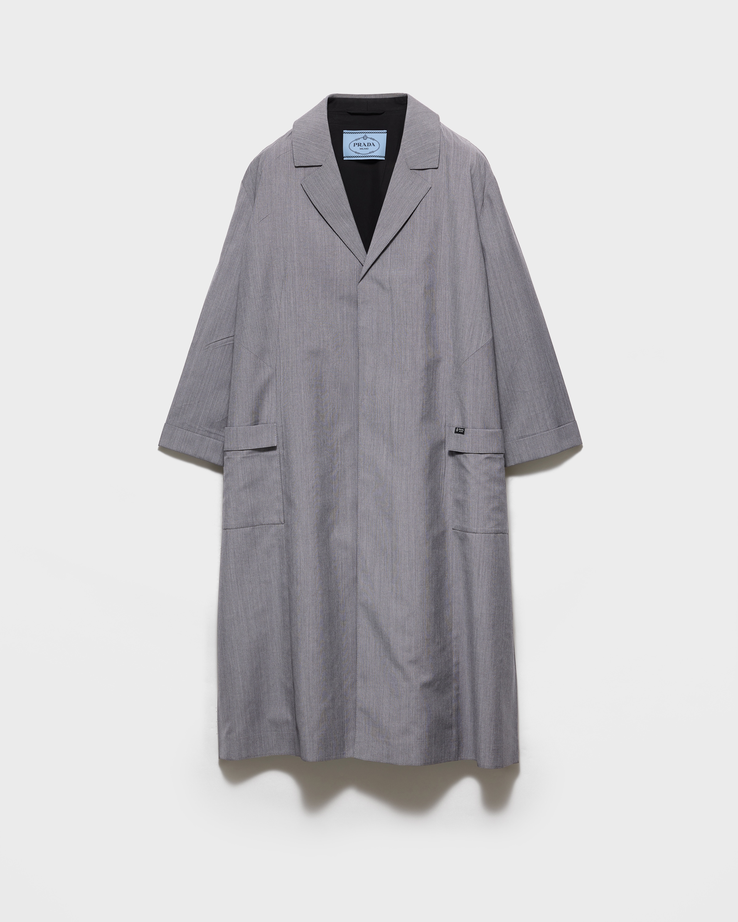 Manteau droit en mohair léger PRADA Gris