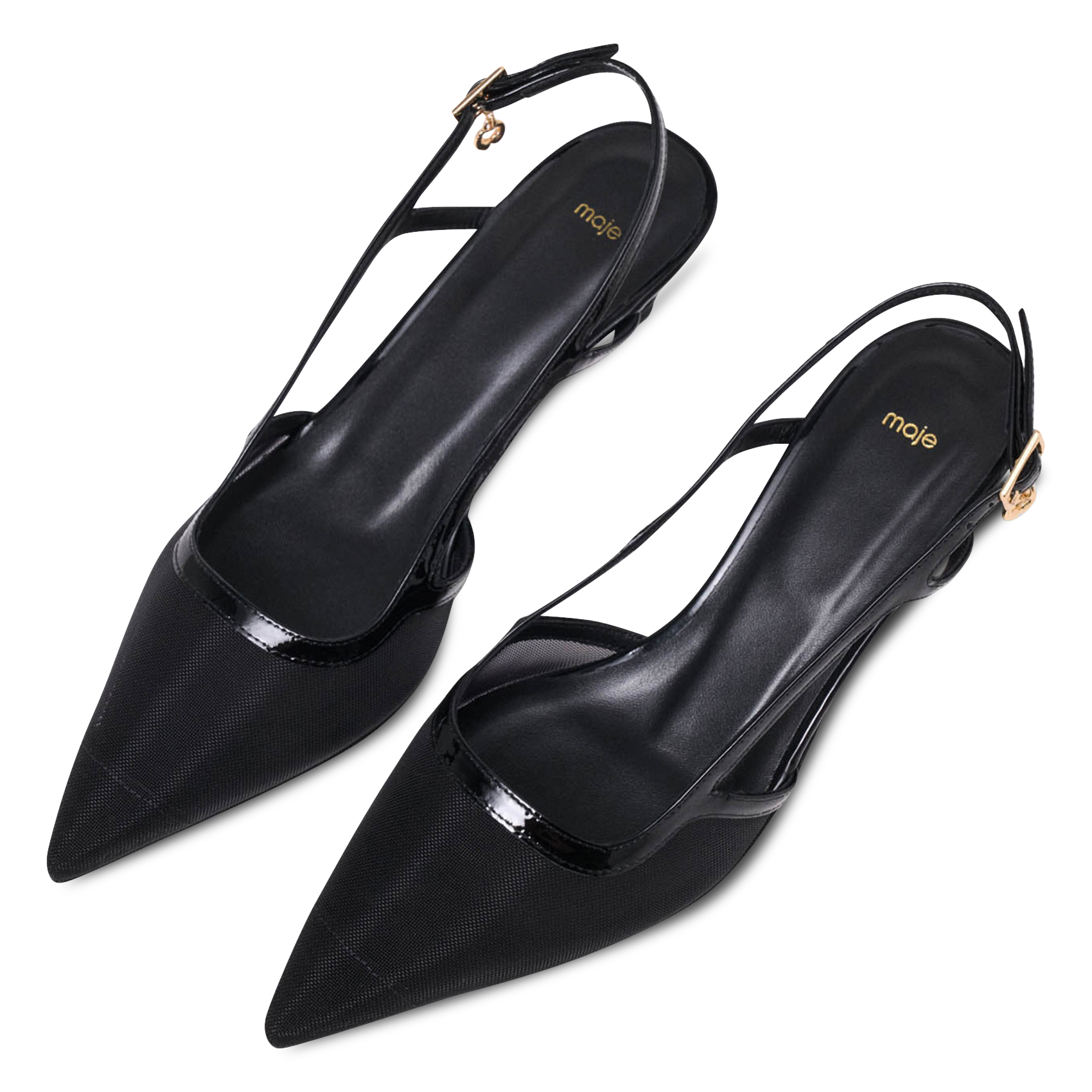Escarpinsslingback en mesh MAJE Noir
