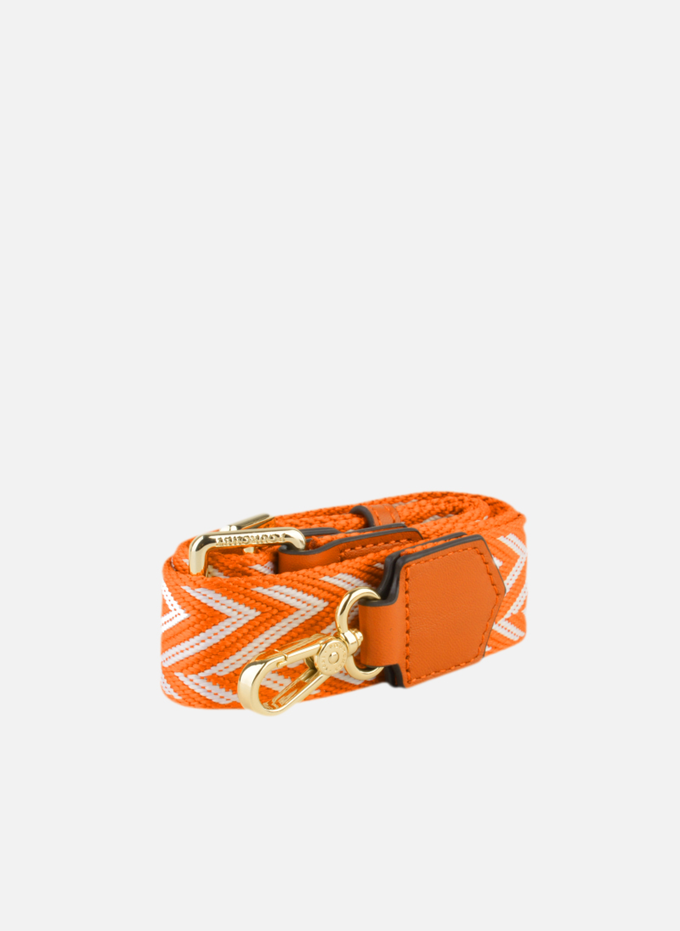 Bandoulière | bandoulière de sac avec chevrons en coton garni cuir POURCHET Orange