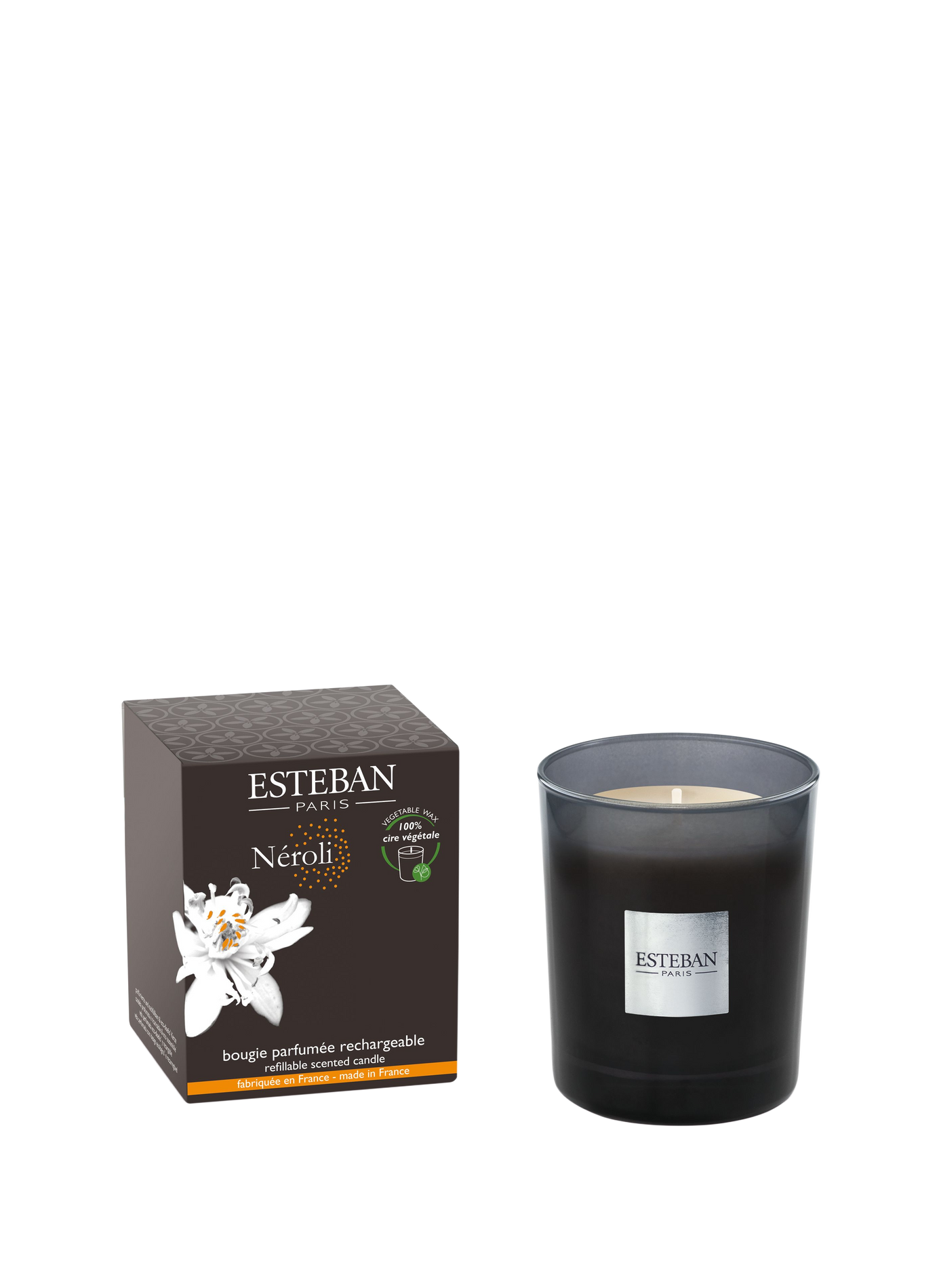 Bougie parfumée rechargeable Neroli 180 g ESTEBAN Marron