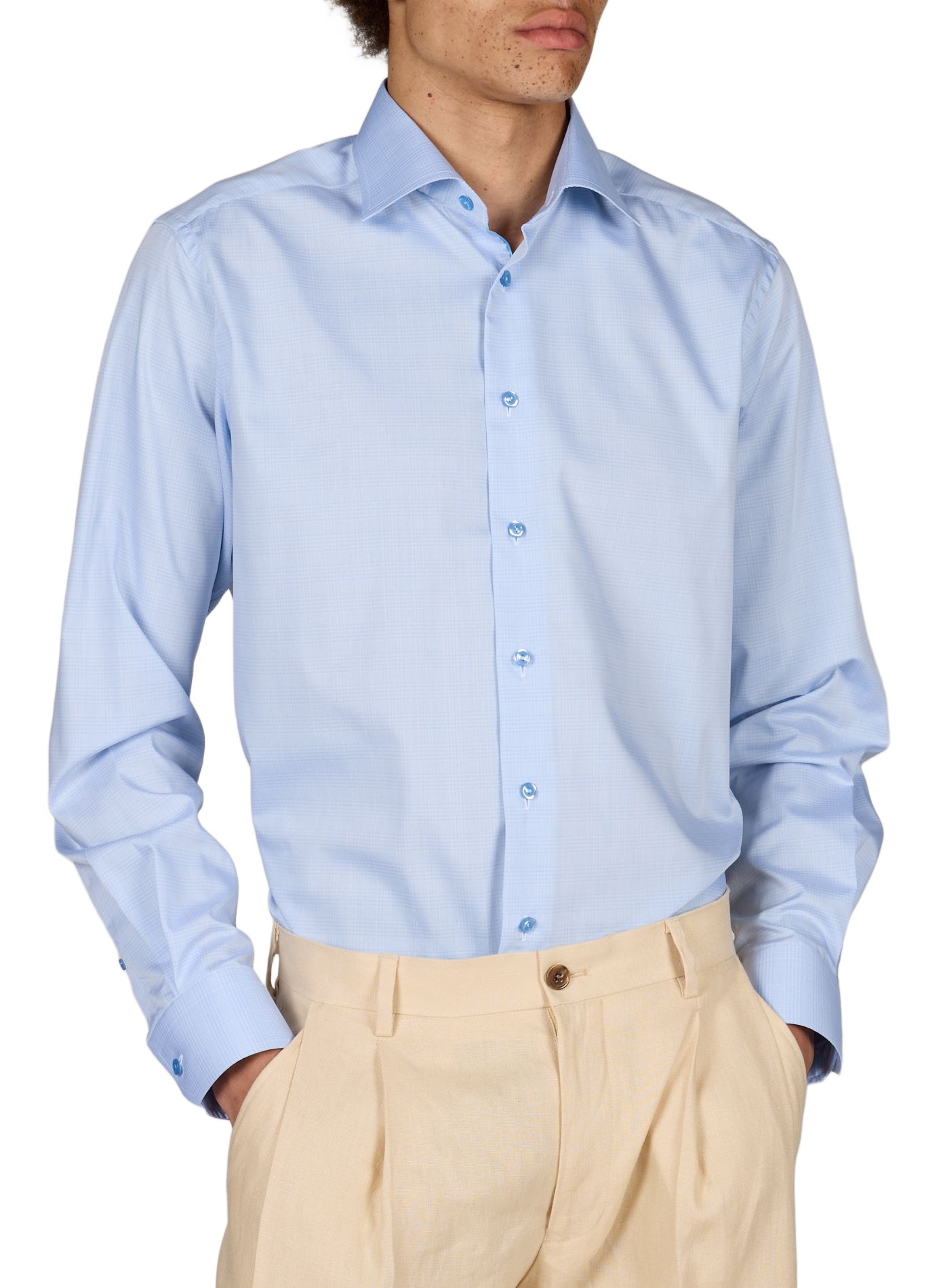 Classic checkered cotton shirt ETON Blue