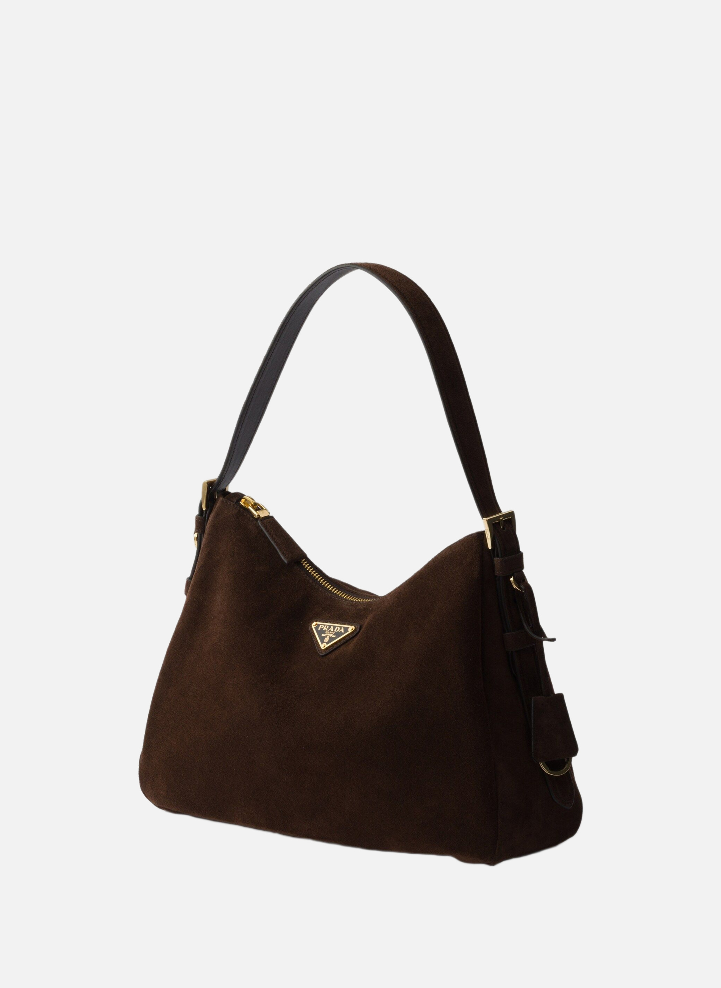 Sac à bandoulière prada aimée en veau velours PRADA Marron