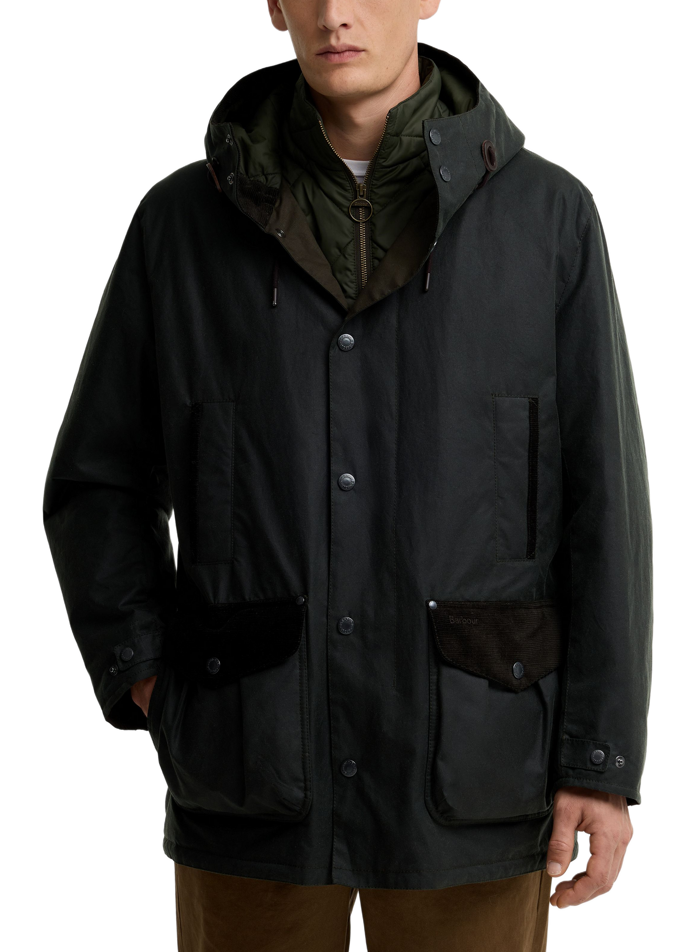 Parka col montant en coton BARBOUR Vert