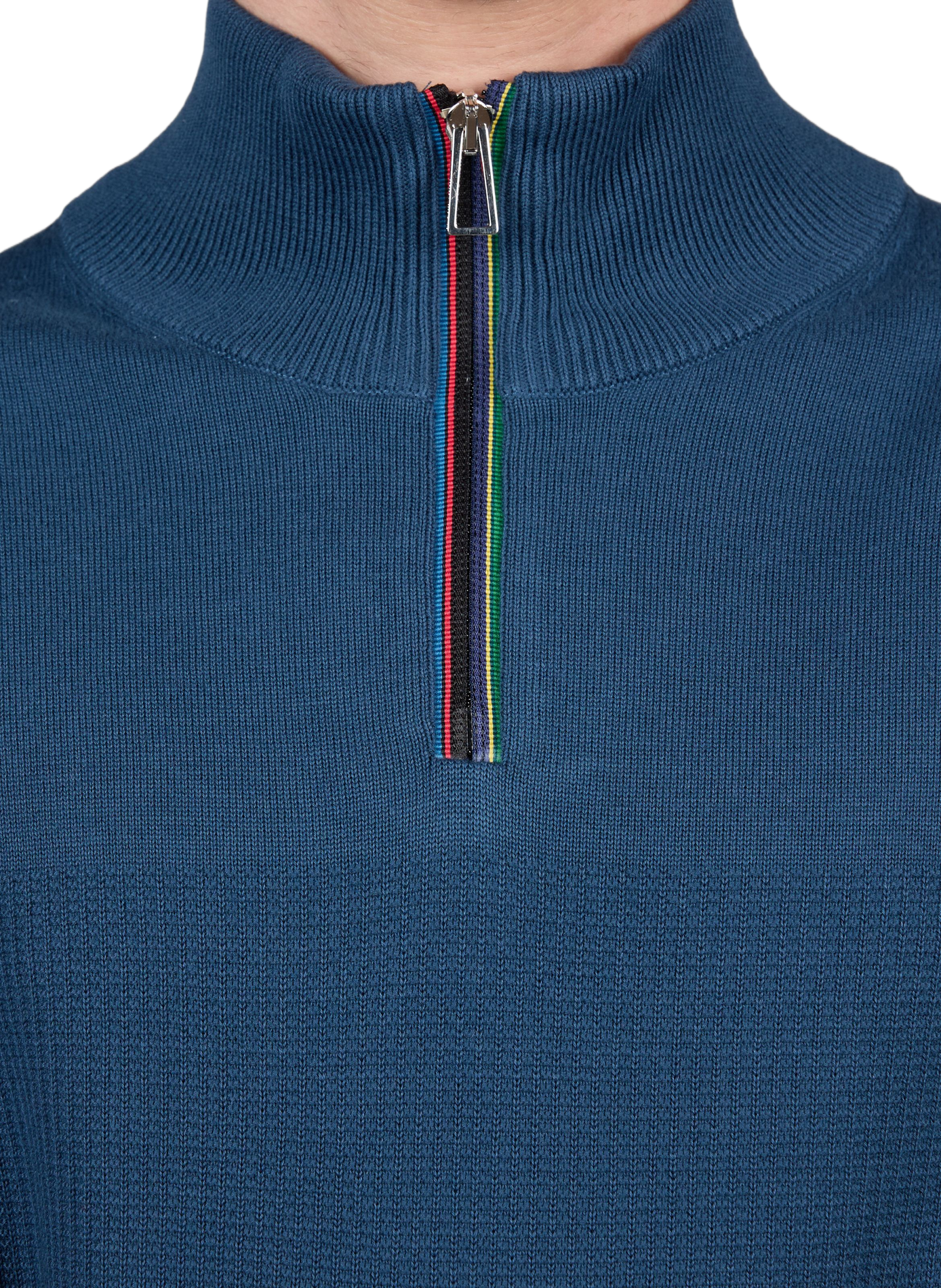 Pull col montant zippé en coton PAUL SMITH Bleu