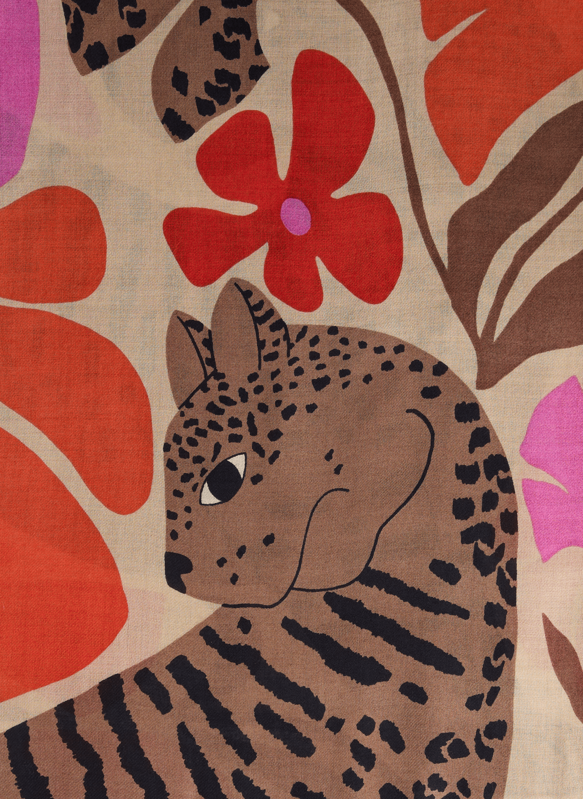 Printed wool scarf PANTEO INOUI EDITIONS Pink
