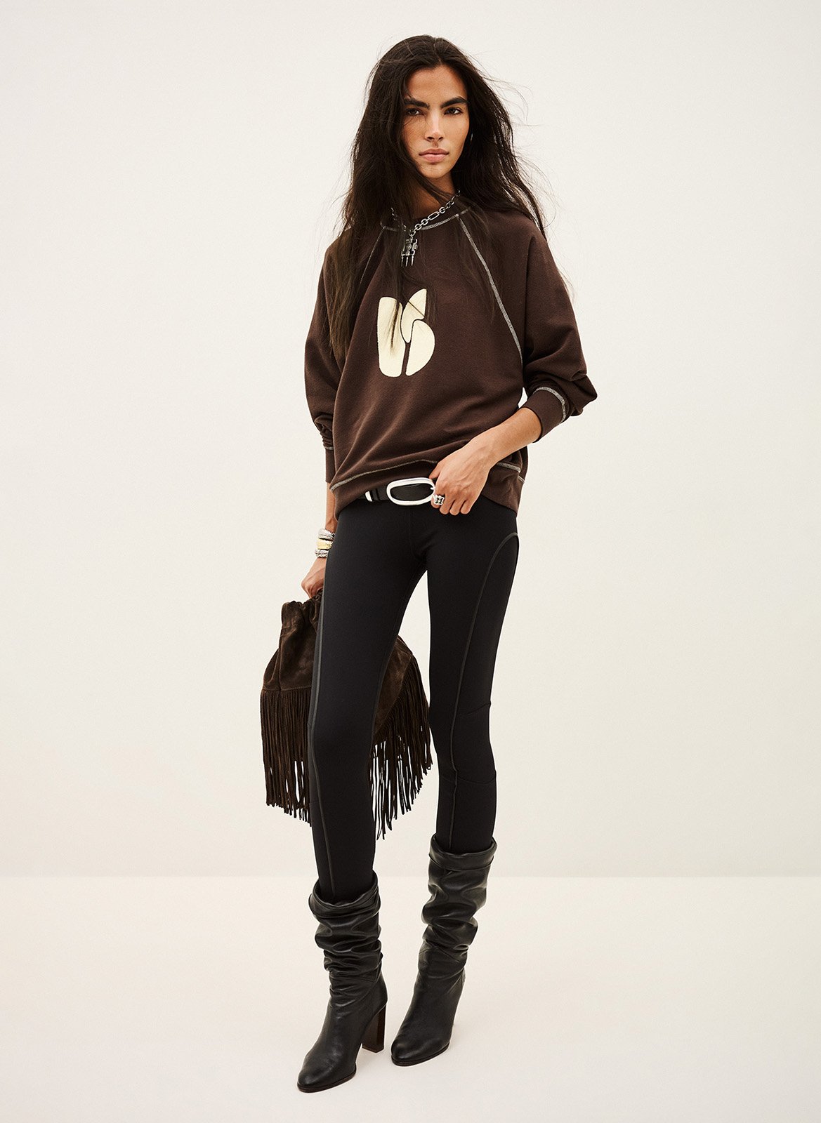 Grote sweater met bedrukt logo in een katoenmix bart BA&SH Bruin