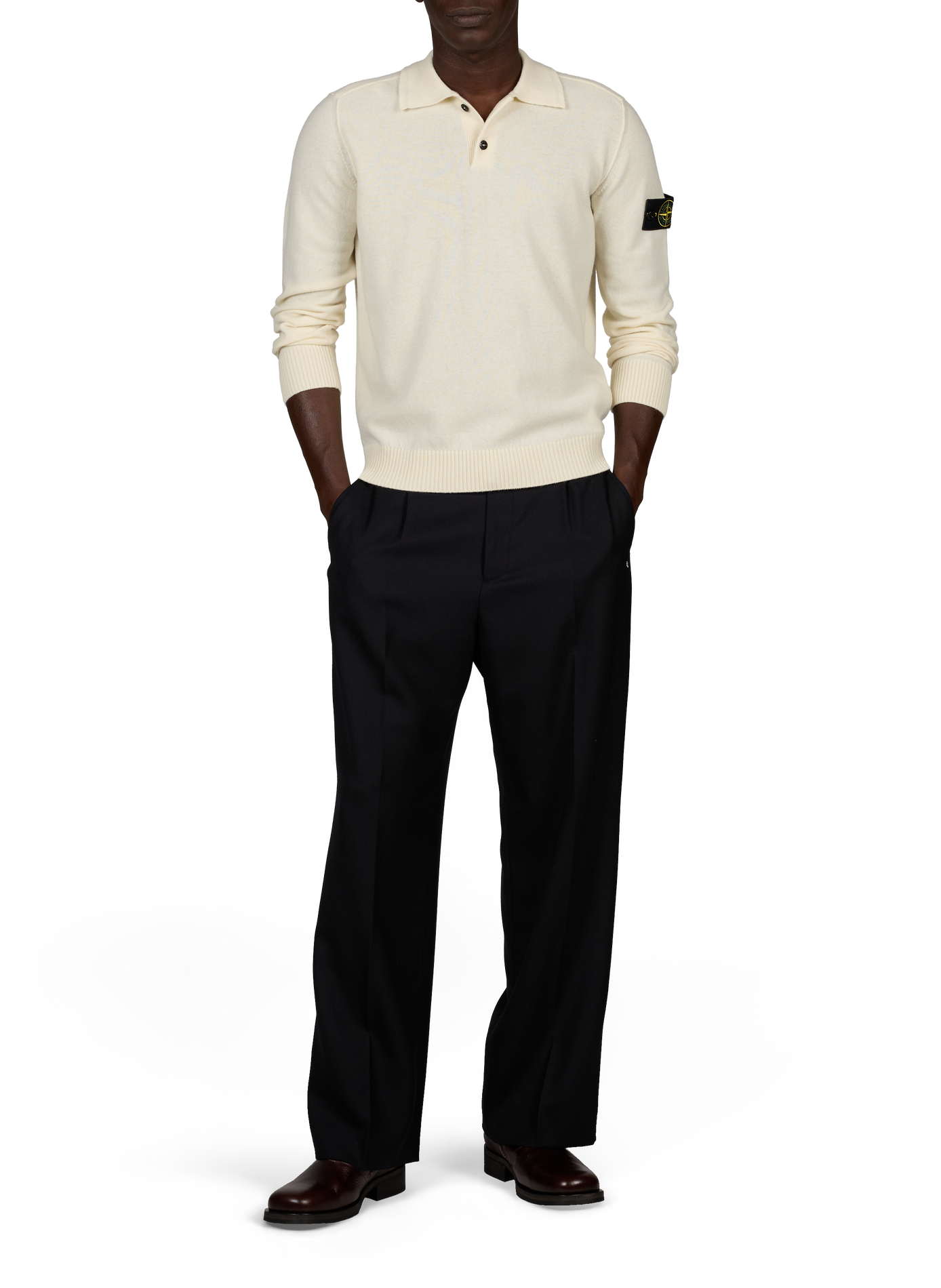 Polo droit en laine vierge STONE ISLAND Beige