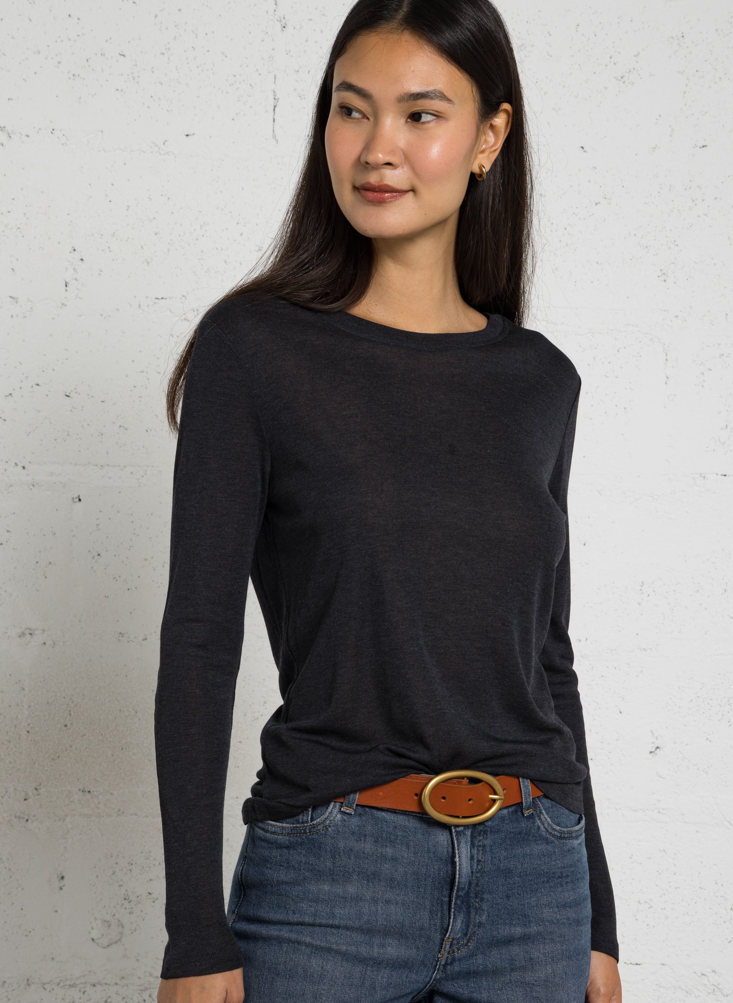 T-shirt cintré manches longues topaze  Anthracite