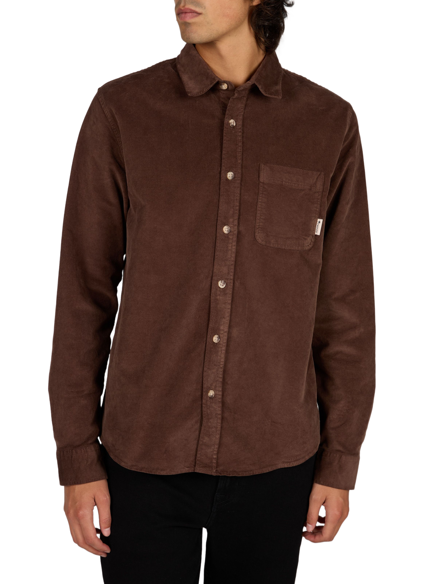 Chemise droite en velours unie FAGUO Marron