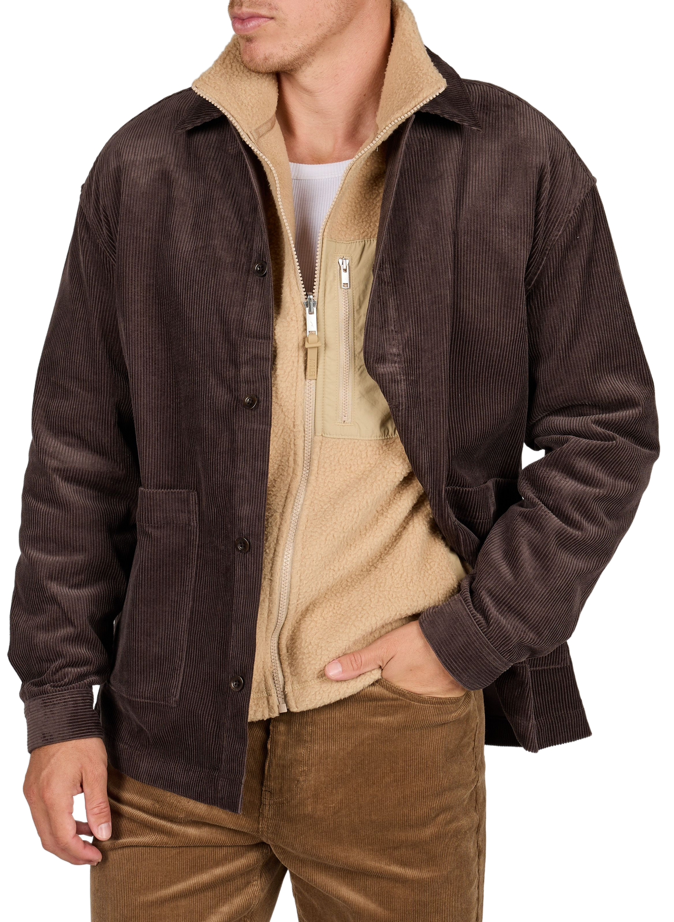 Veste droite en velours côtelée AIGLE Marron
