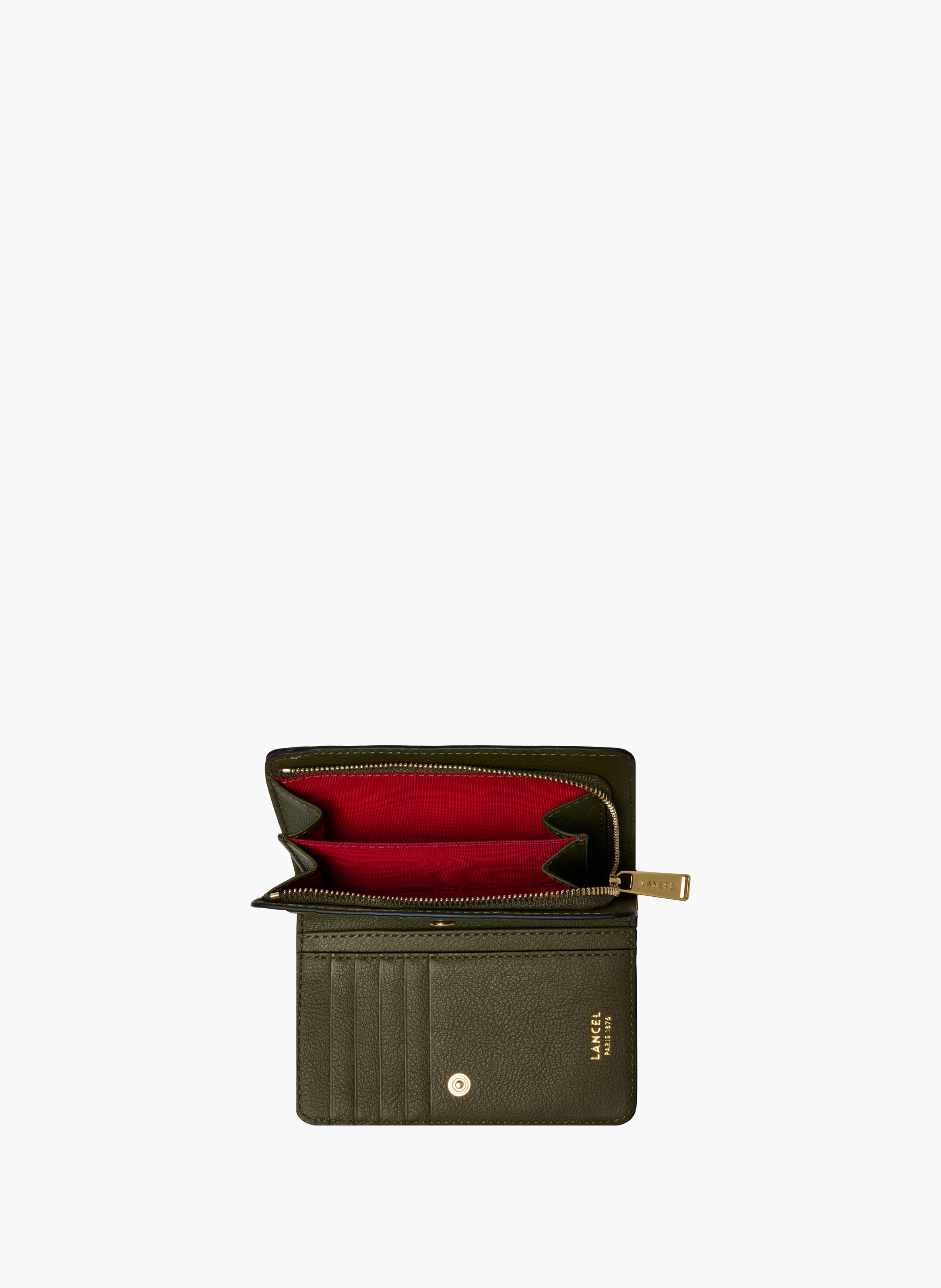 Portefeuille rectangulaire zippé bcbg de lancel en cuir LANCEL Vert