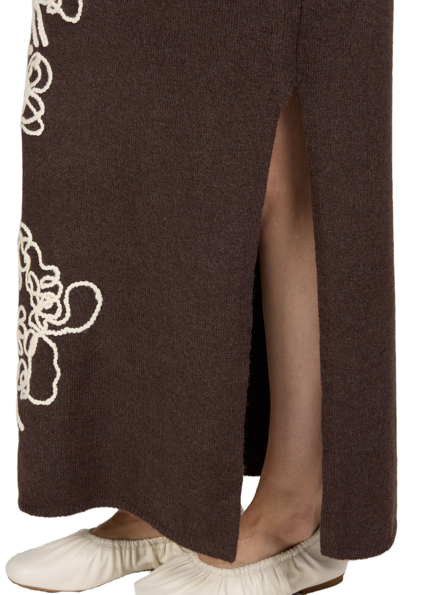 Long straight knit skirt MUS & BOMBON Brown