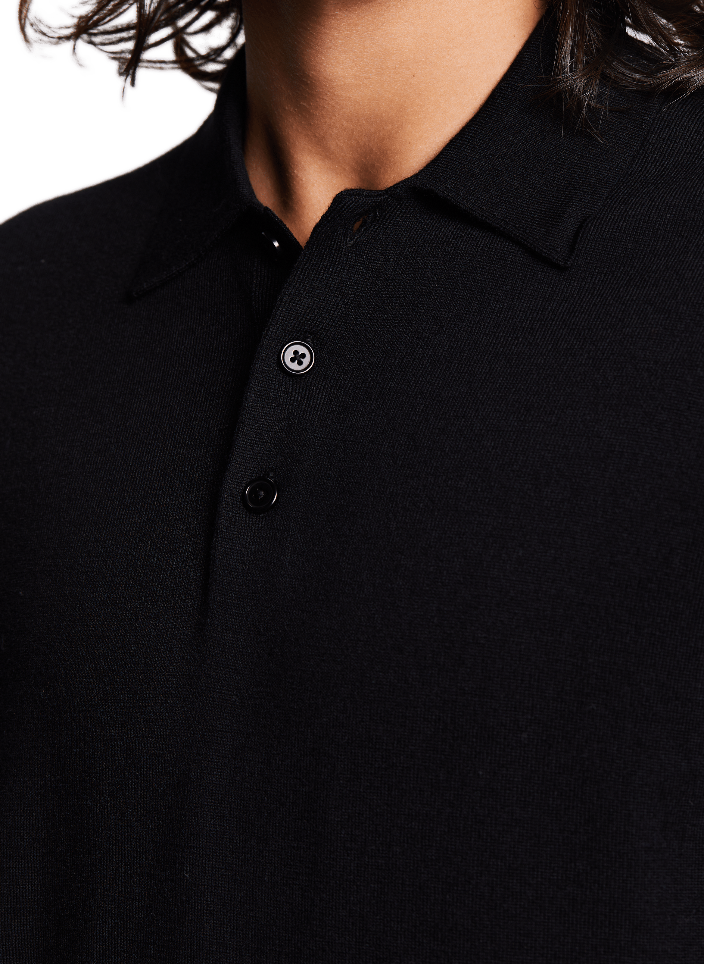 Long-sleeved wool polo shirt AU PRINTEMPS PARIS Black