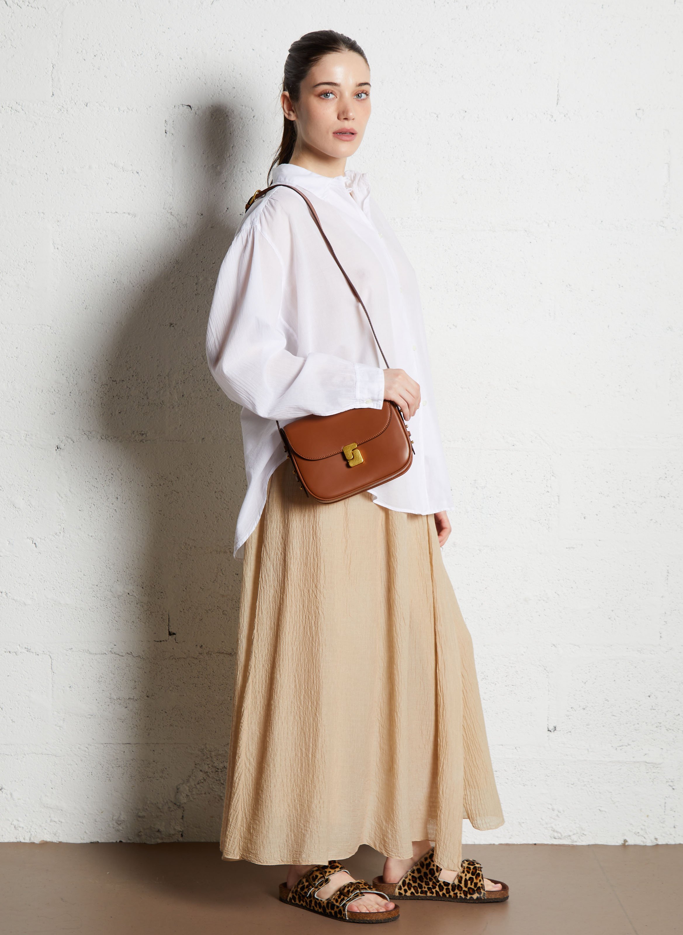 Sac bandoulière en cuir bellissima mini Marron