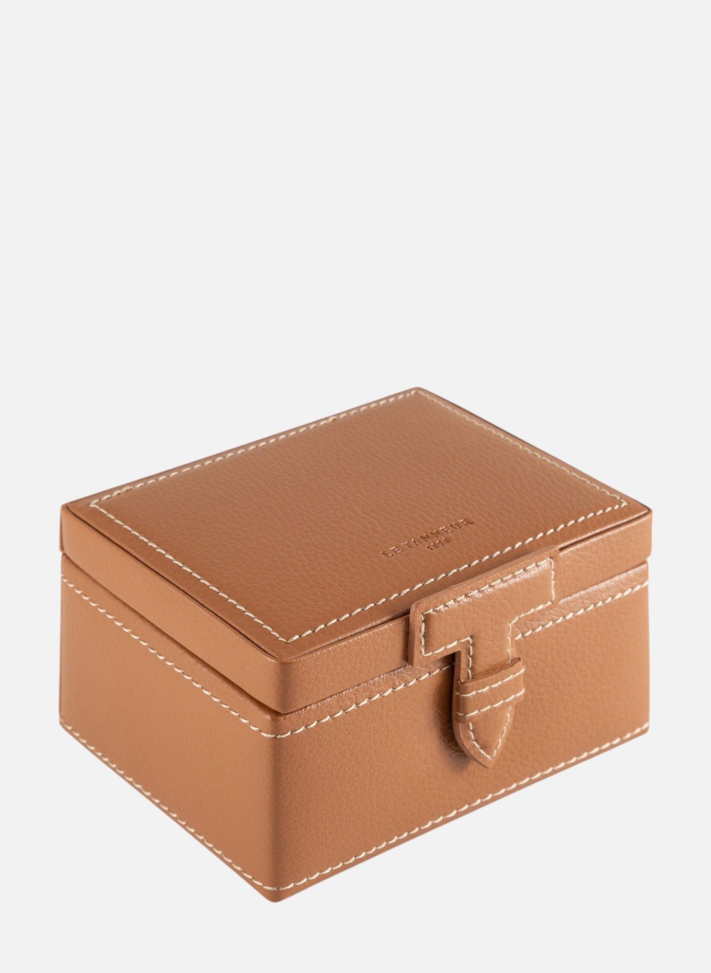 Coffret boutons de manchettes en cuir LE TANNEUR Marron