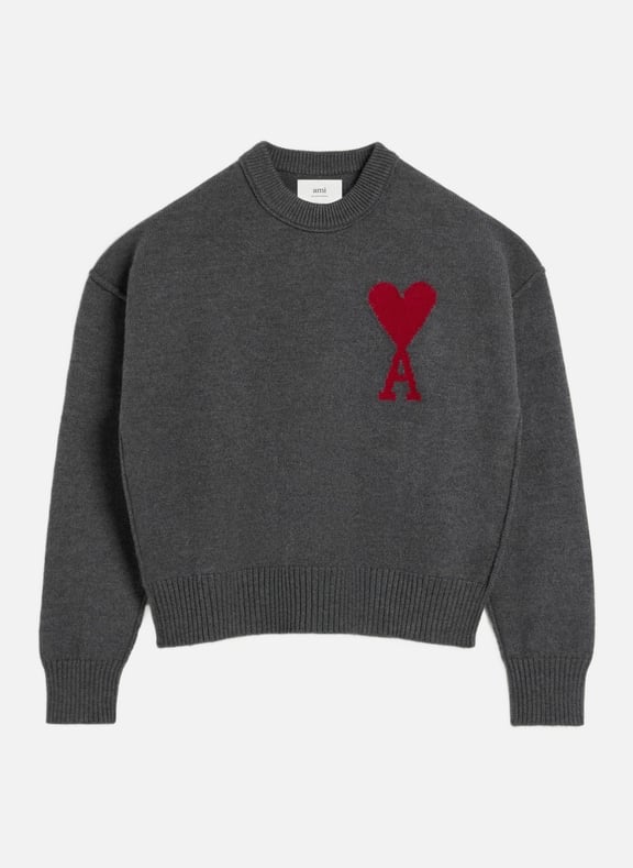 Pull ami de coeur rouge unisexe Gris by AMI PARIS AMI PARIS Pull ami de coeur rouge unisexe Gris