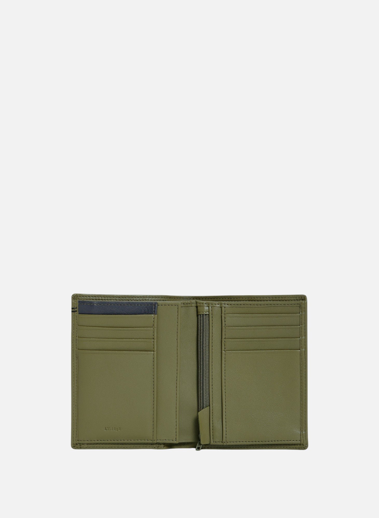 Portefeuille vertical moyen modèle zippé 2 volets martin en cuir lisse LE TANNEUR Vert