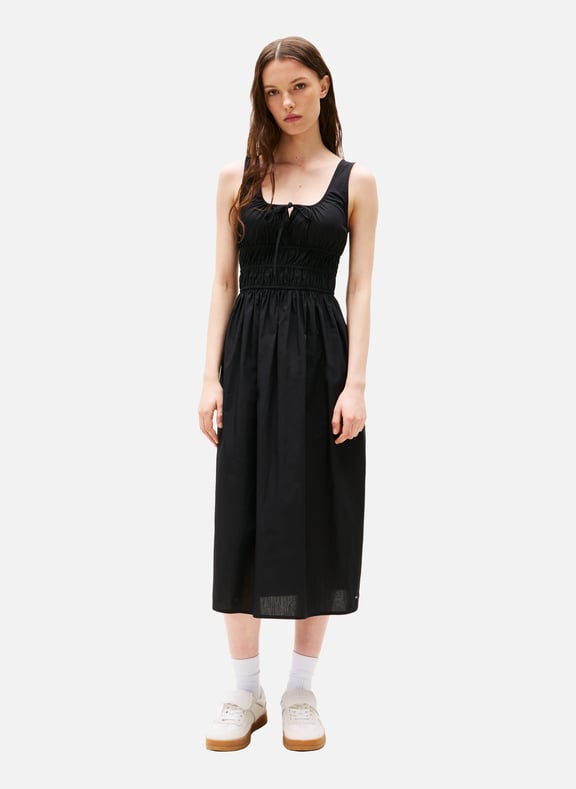 Midi poplin dress Black by TOMMY HILFIGER TOMMY HILFIGER Midi poplin dress Black