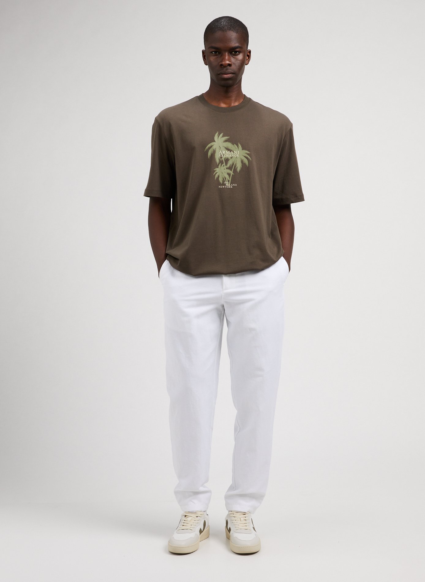 Cotton and linen trousers ARMANI EXCHANGE White