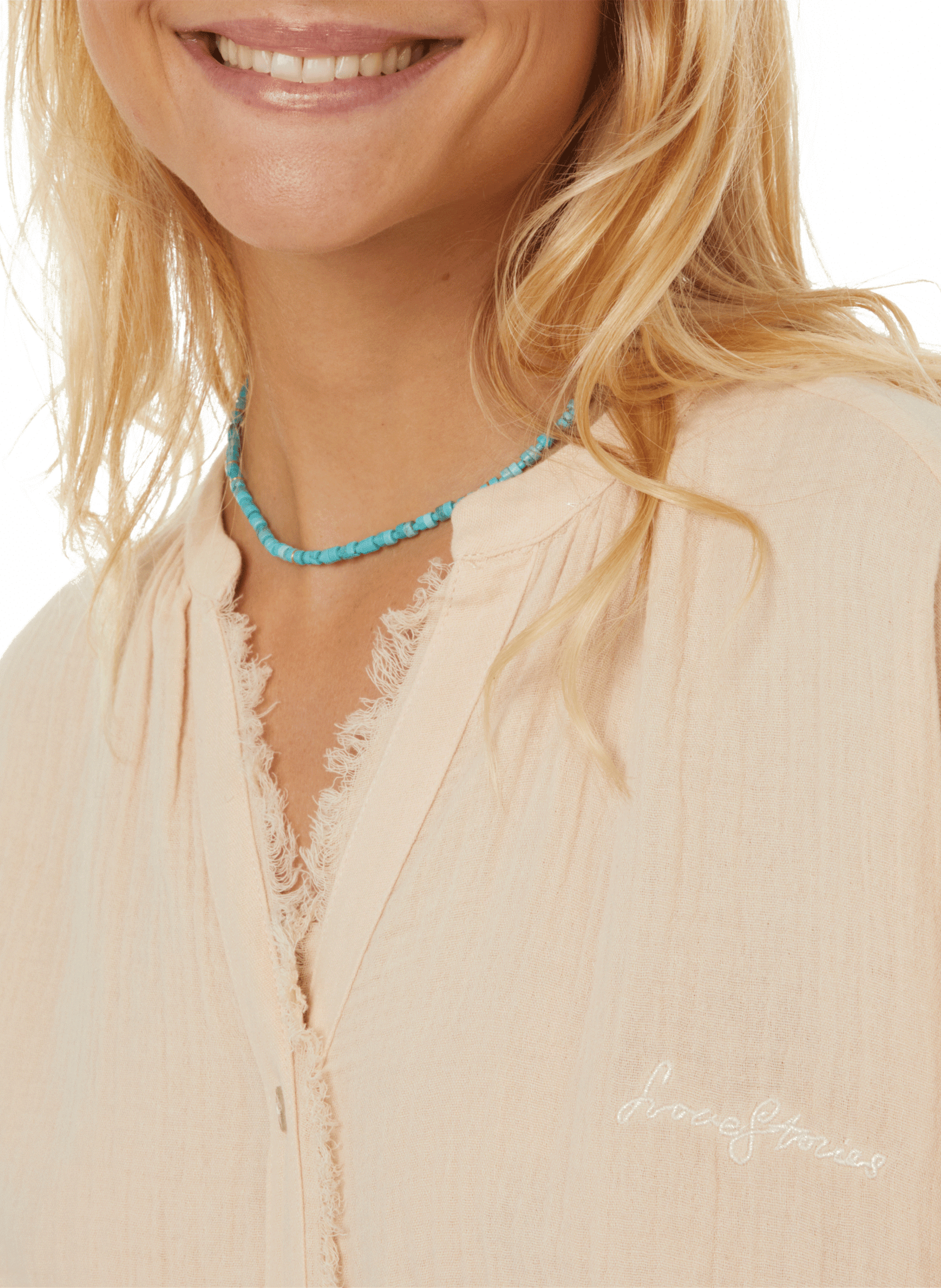 Chemise d'ensemble en coton LOVE STORIES Blanc