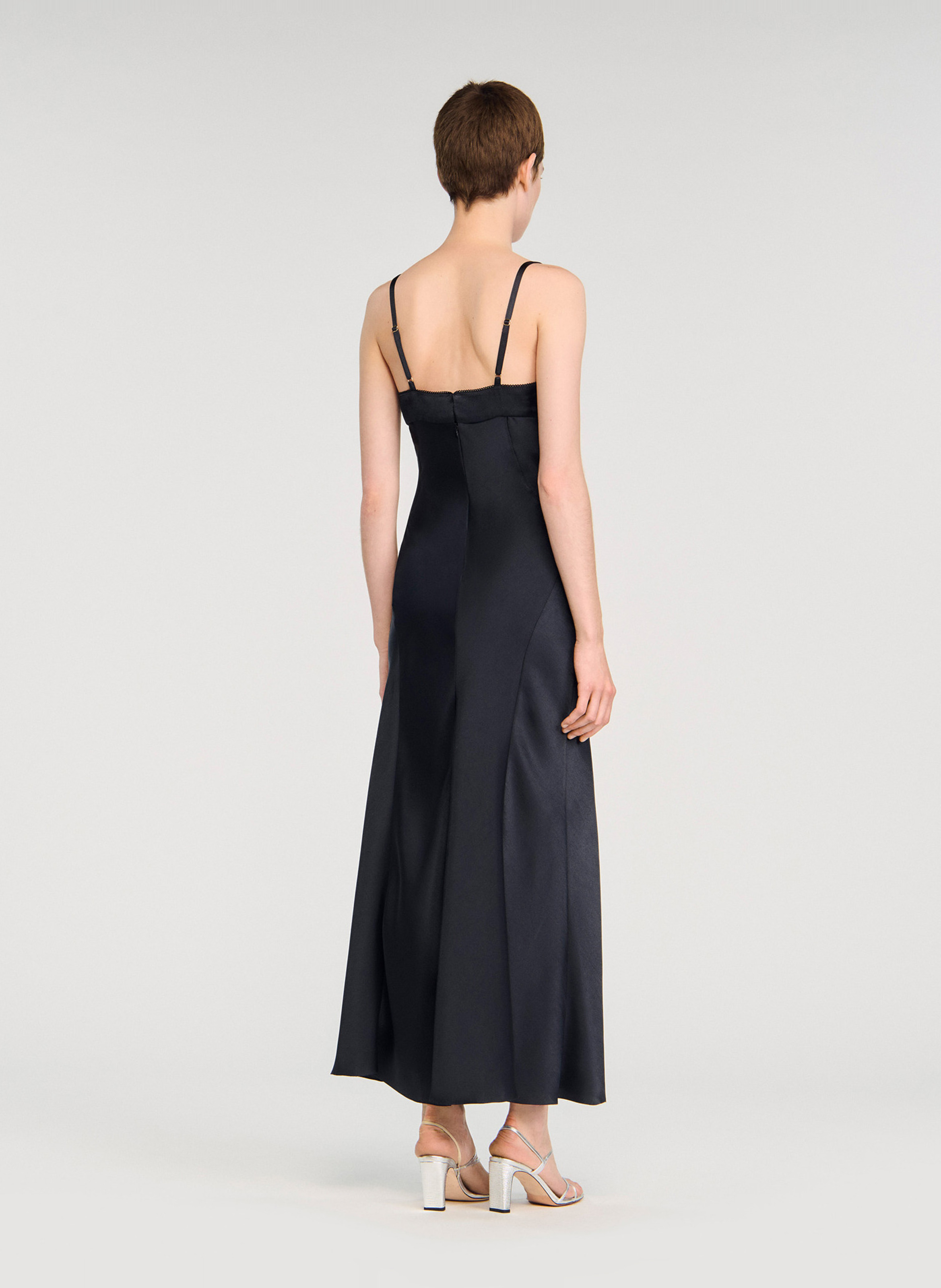 Robe longue satinée SANDRO Bleu