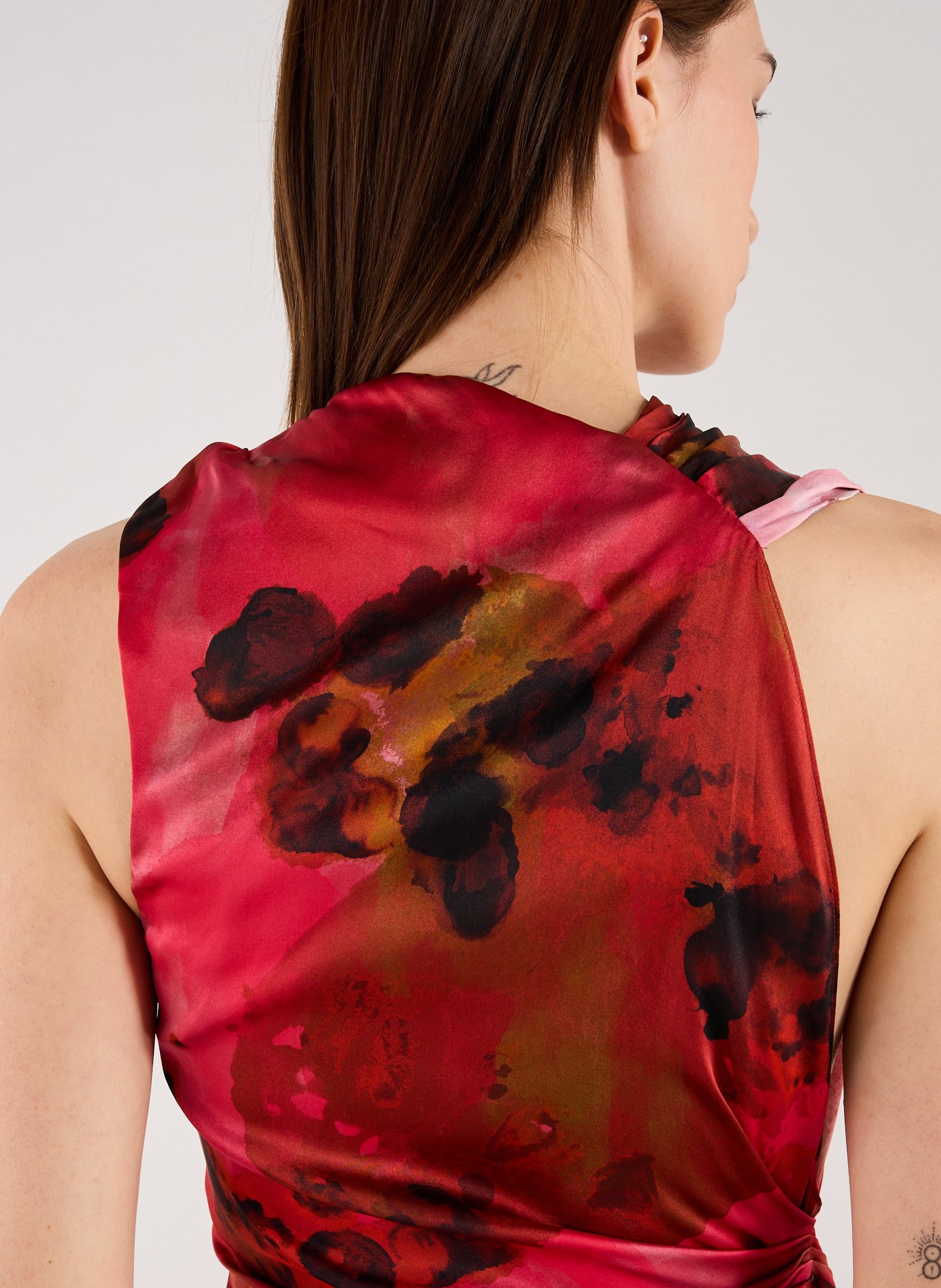 Long silk dress with floral print VICTORIA BECKHAM Multicolour