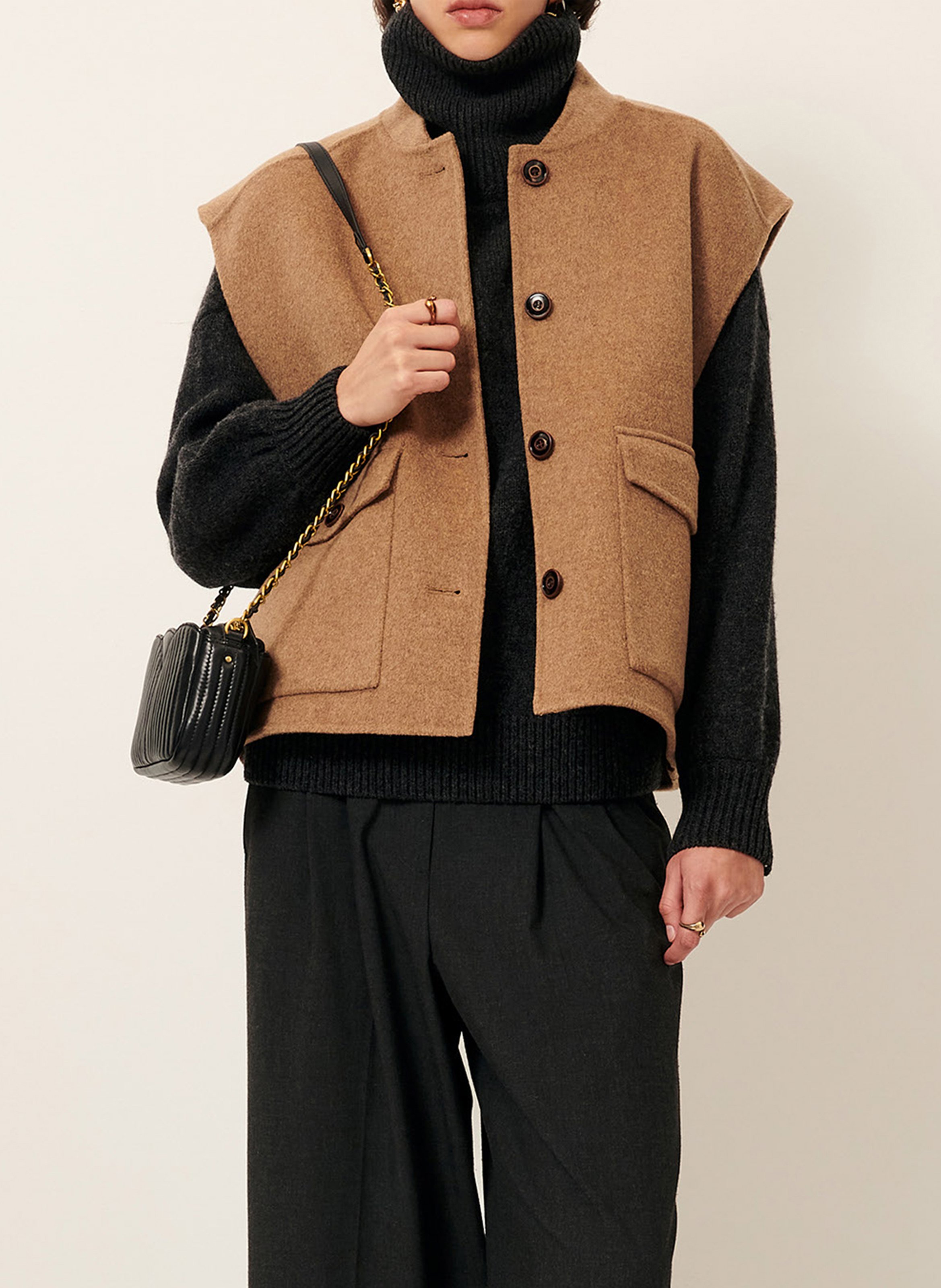 Veste oversize en laine mélangée parkless SESSUN Beige