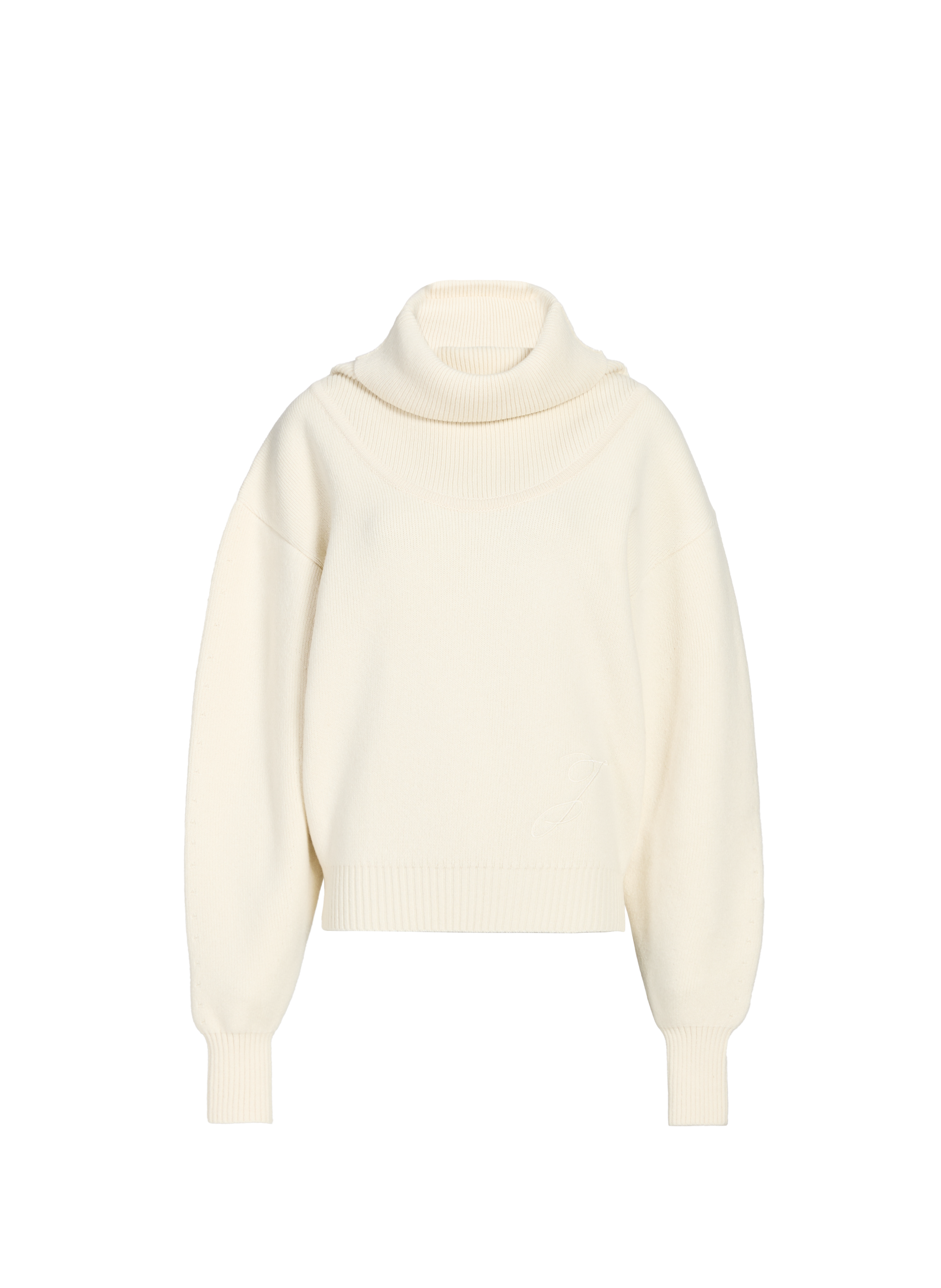 JACQUEMUS Pull col roulé large en laine vierge et cachemire Beige