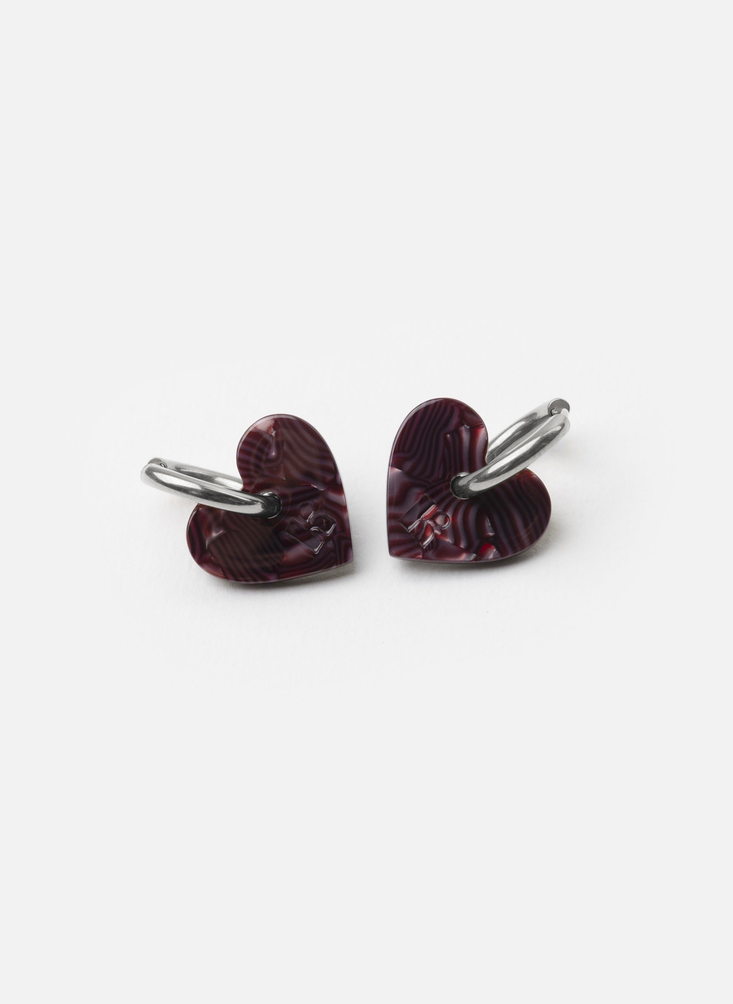 Boucles d'oreilles lova lova avec anneaux en acier inoxydable argenté  Lie de vin