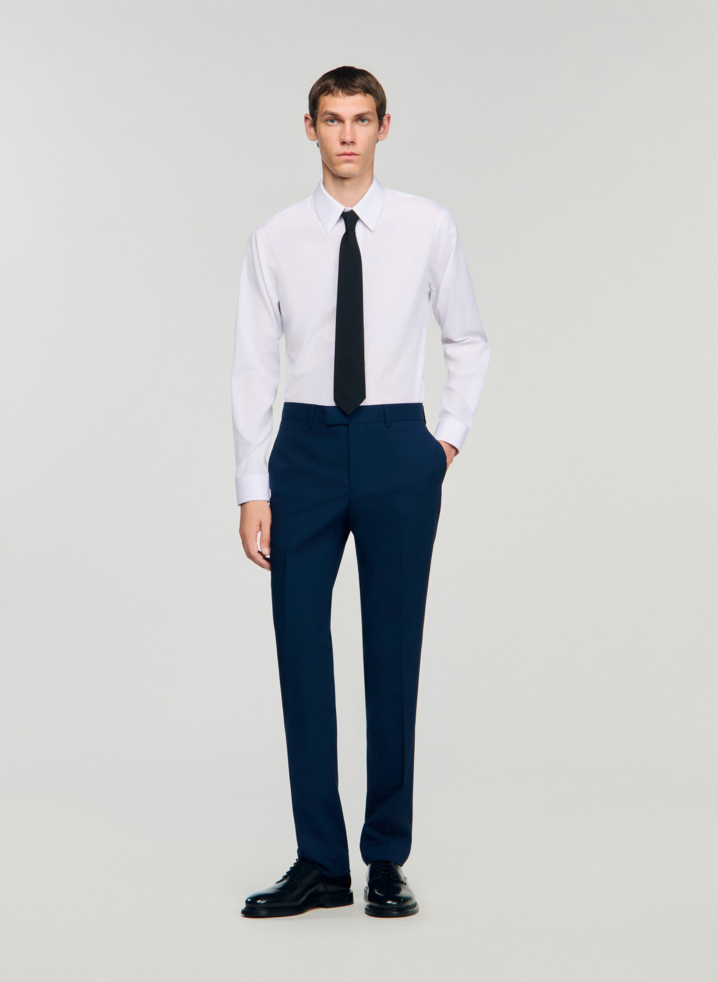 Pantalon de costume en laine SANDRO Bleu
