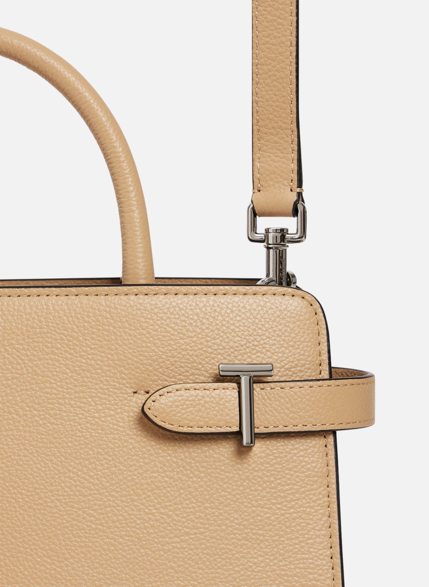 Sac à main moyen modèle emilie en cuir grainé LE TANNEUR Beige