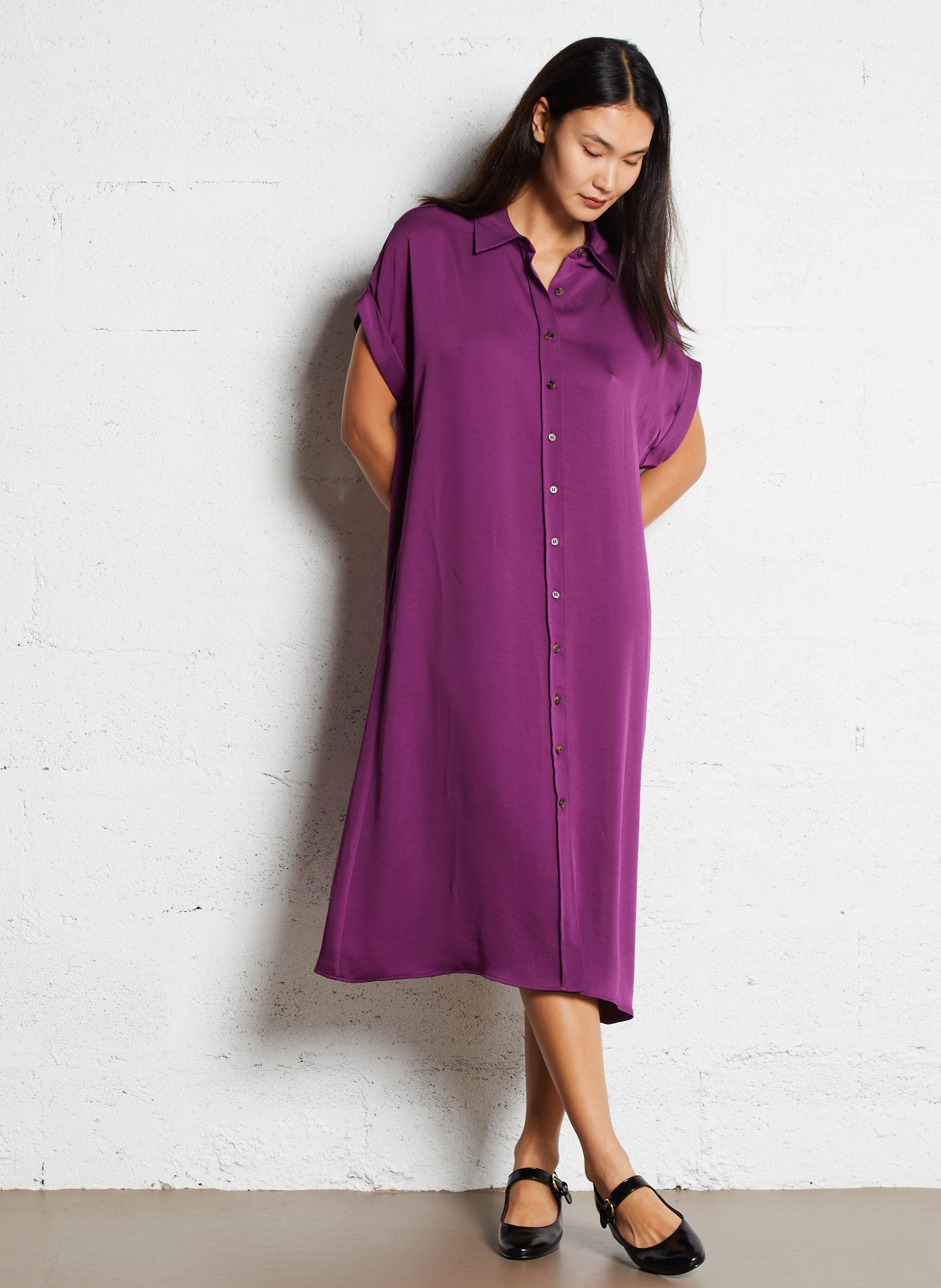 Robe midi col chemise nayaa MAISON 123 Violet