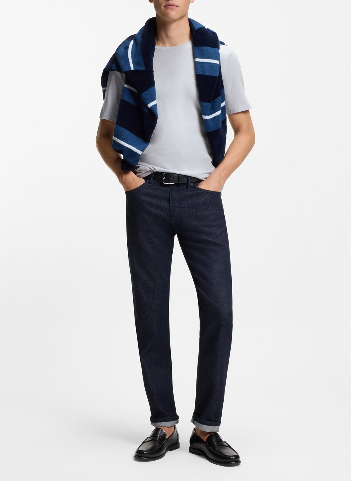 Tee-shirt à manches courtes col rond en coton BOSS Gris