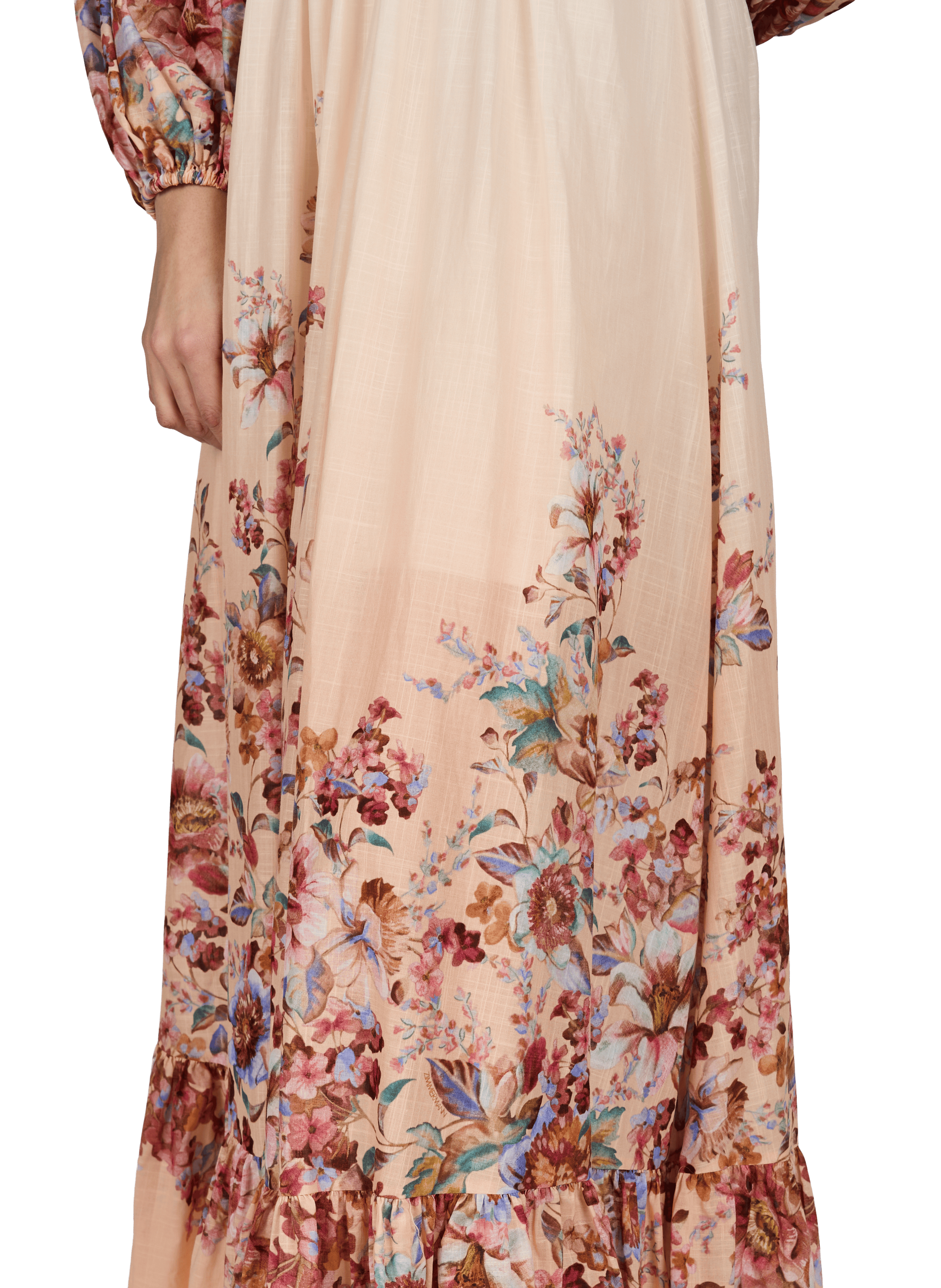Robe longue imprimée col V en coton ZIMMERMANN Multicolore