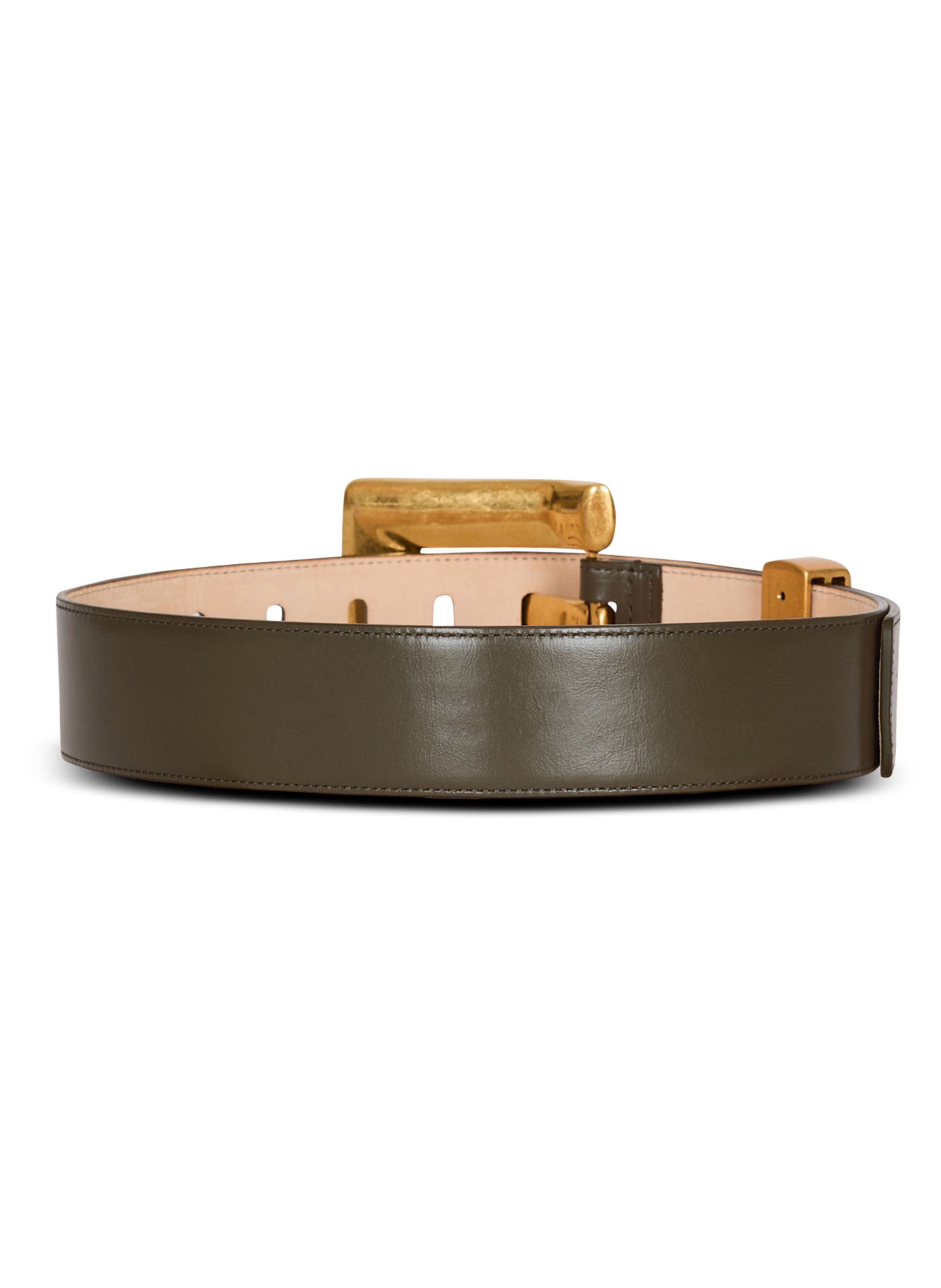 Ceinture anthem en cuir de veau BALMAIN Vert