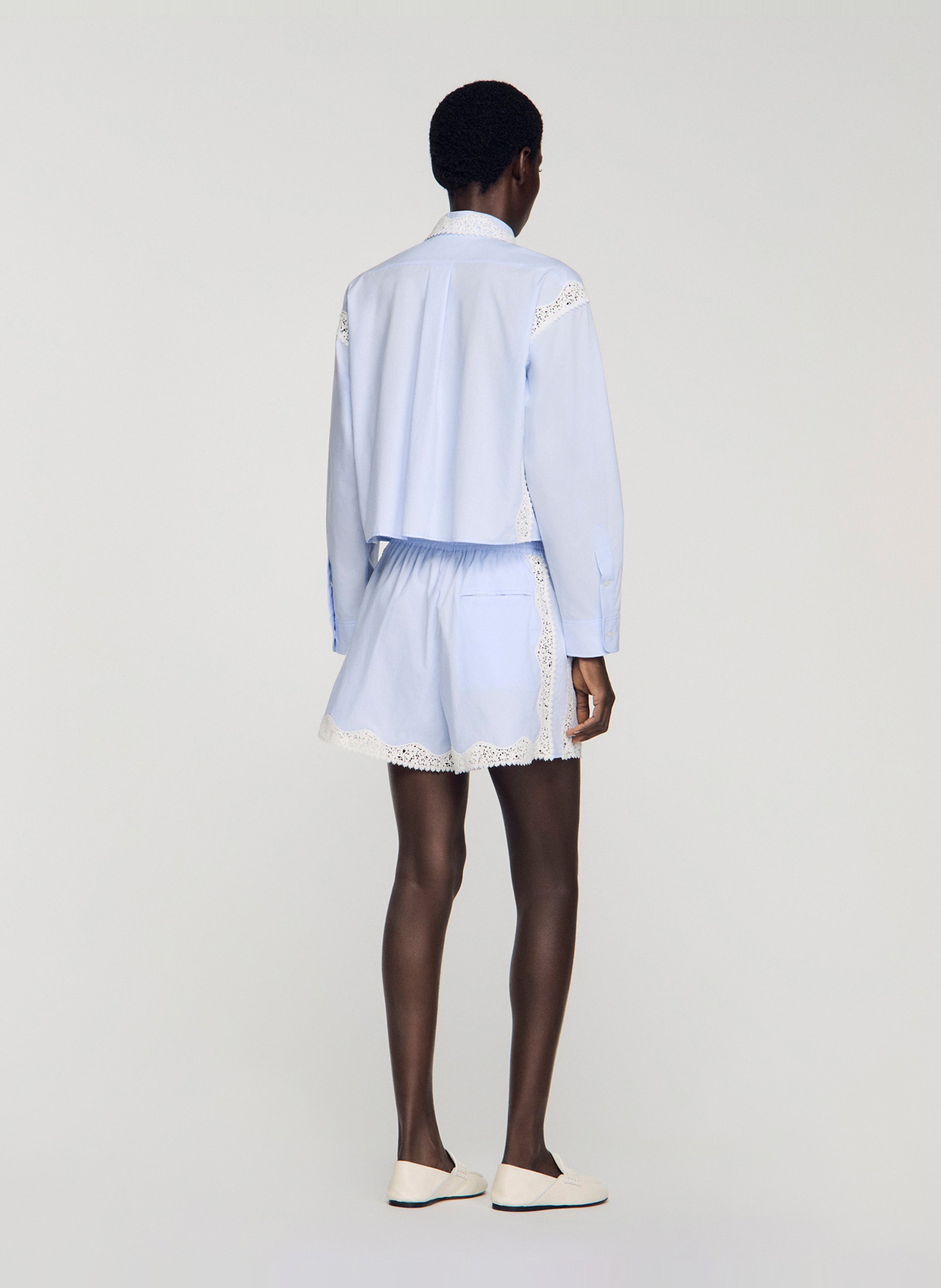 Chemise droite col classique en coton SANDRO Bleu