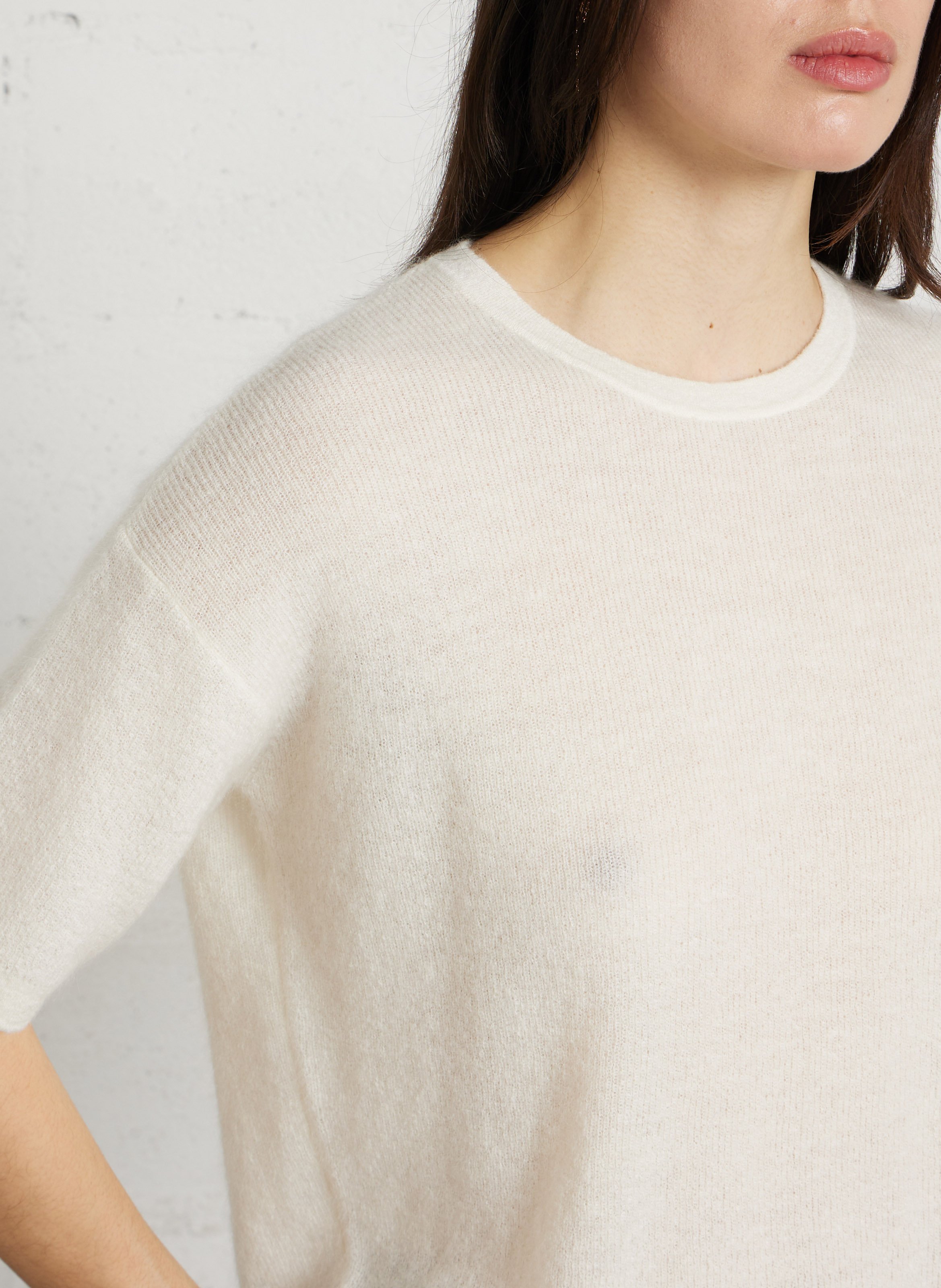 Pull col rond en mohair mélangé paolo bis MAISON 123 Blanc